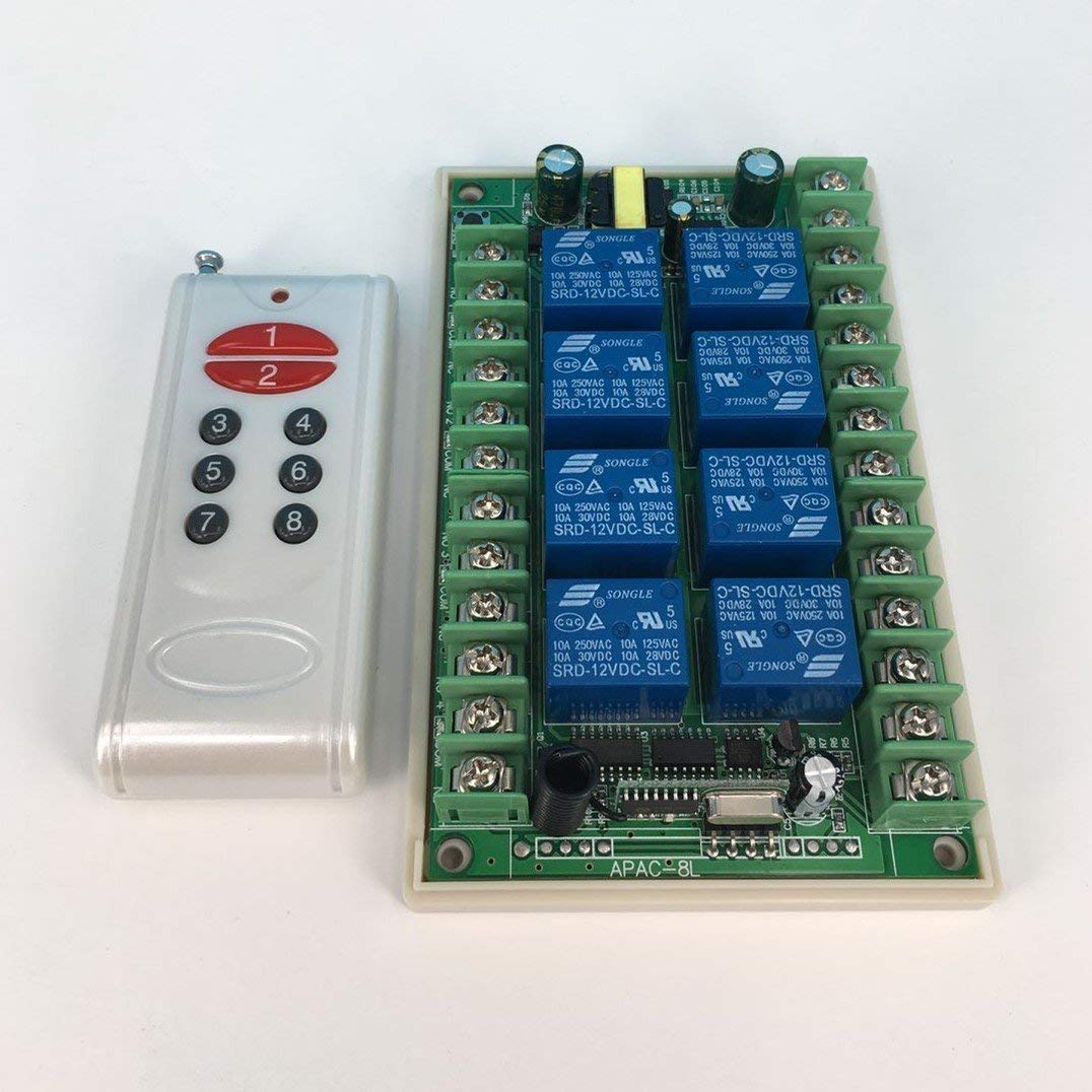 Interruptor de control remoto inalámbrico de 220 V, AC multifunción de 8 canales, módulo de radio, mando a distancia, motor