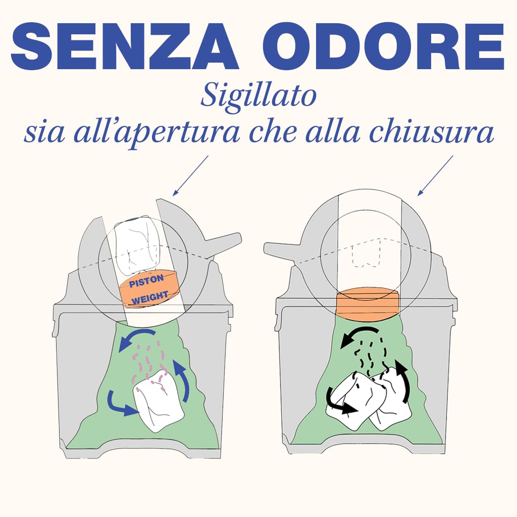 DIAPER CHAMP Handsfree Medium - Pattumiera per pannolini antiodori, mani libere, capacità ideale - presepi, micro presepi MAM - senza cassette di ricarica, colore: grigio