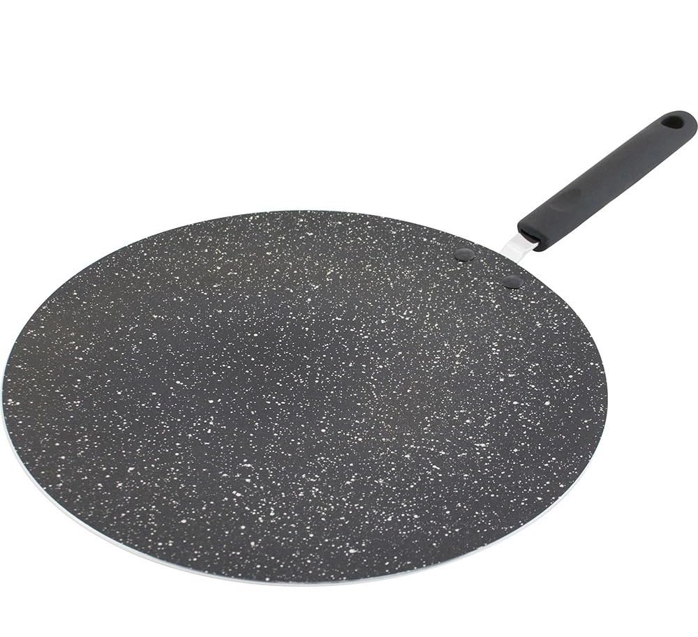 Non Stick Concave Tawa Pan with Black Speckled Coating, Flat Griddle for Roti, Chapati, Paratha, Dosa & Pancakes, Durable Cookware with Handle, 30cm