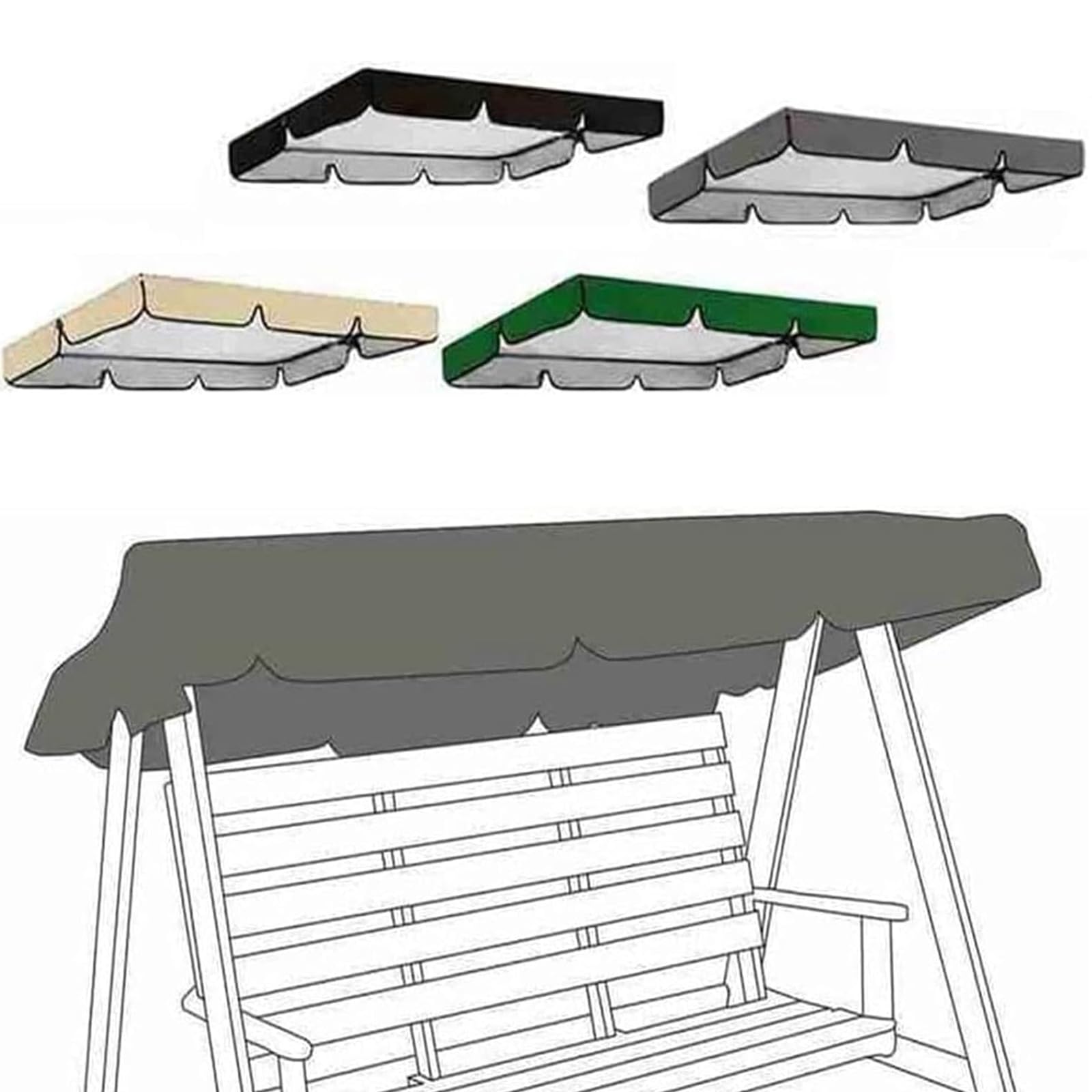 Copertura di Ricambio per Dondolo da Giardino Copertura per Dondolo da Esterno Materiale Resistente per Parasole di Ricambio Copertura di Ricambio per Dondolo Impermeabile,Beige,249 * 185 * 18cm