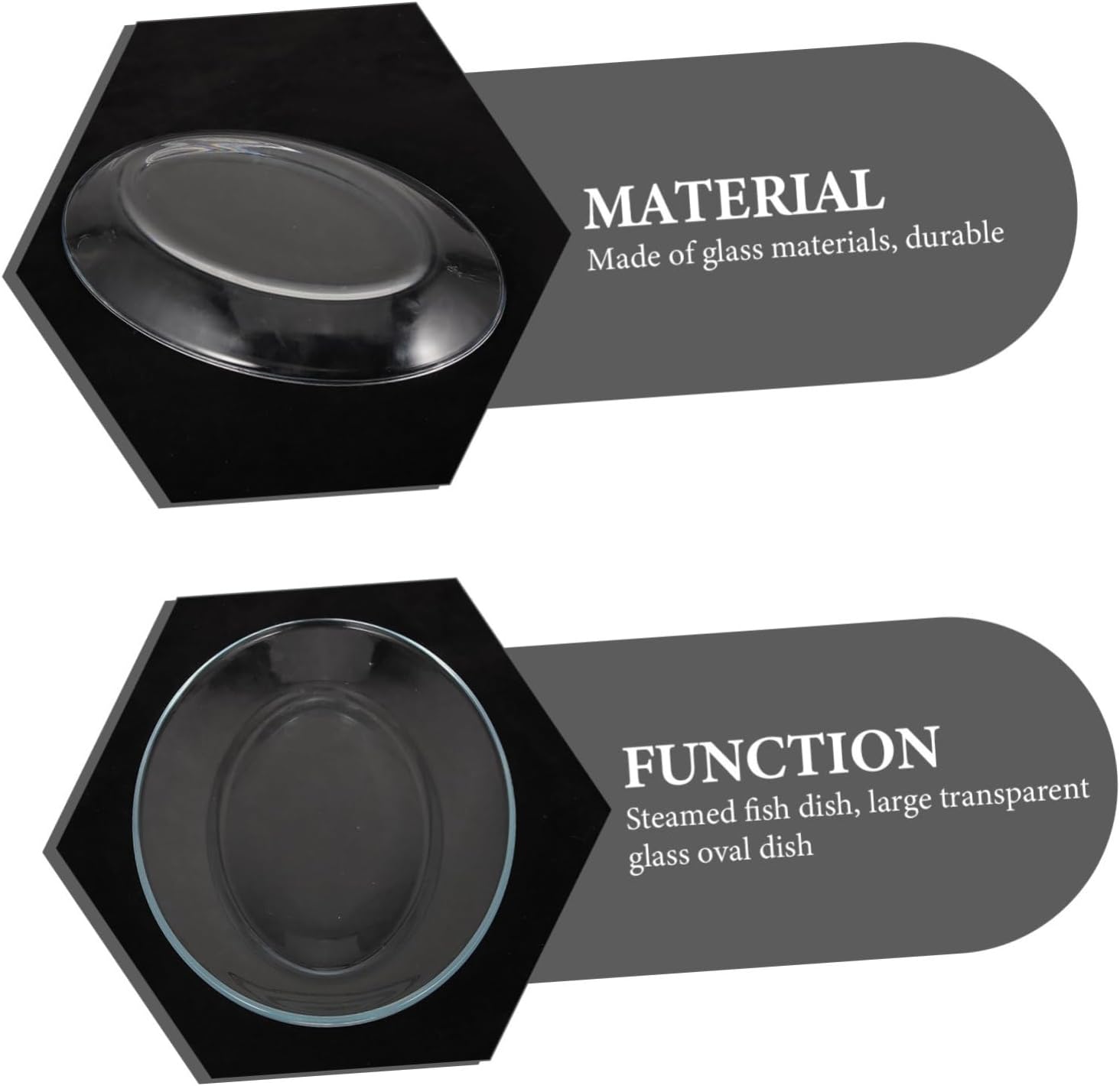 Large Tempered Glass Fish Plate Party Tray for Serving Food Serving Dish Steamed Fish Plate