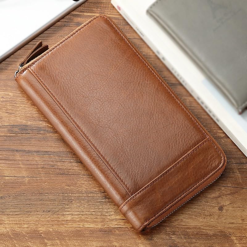 Wallet Men's Retro Long Multi-slot First Layer Holding Bag Card Bag Multi-function(B)3