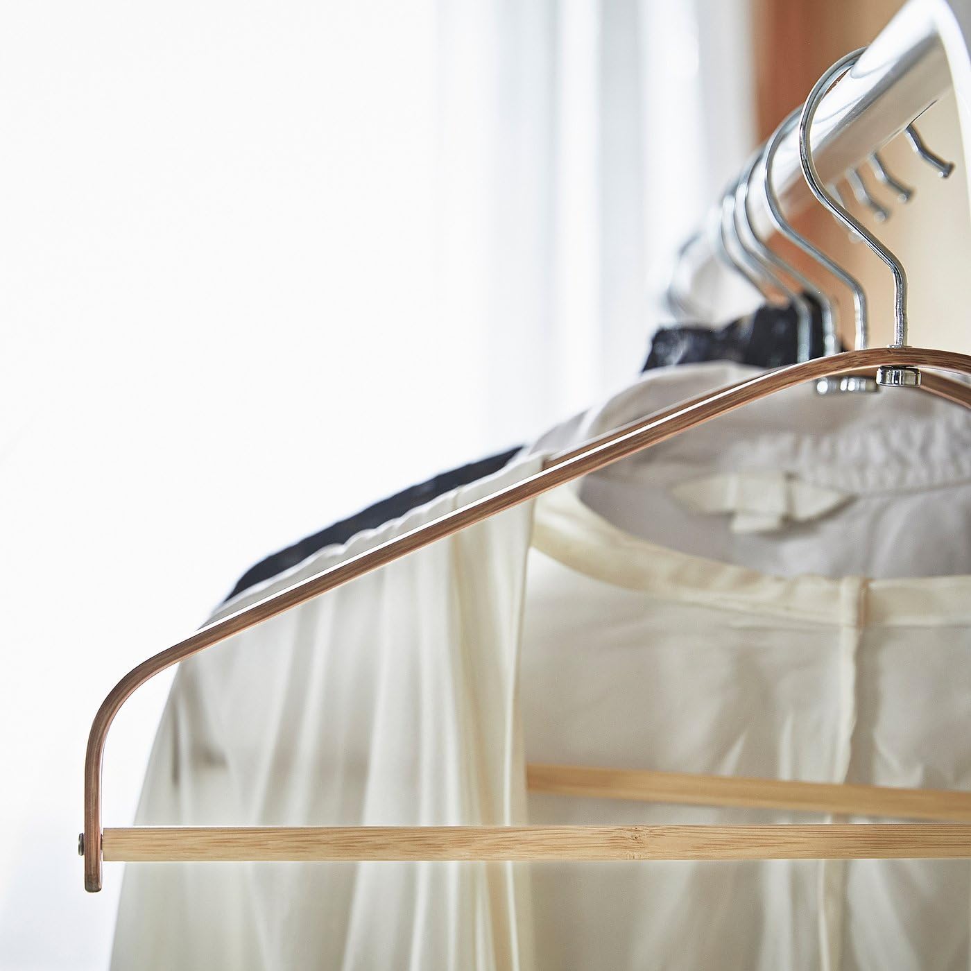 Clothes Hangers Set of 30, Bamboo Wood Slim Design with Steel Hooks, Durable Space-Saving Hangers for Shirts, Dresses or Pants, Natural Finish, 15.75" Width