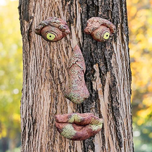 Eiiorpo Tree Faces Decor Outdoor,Tree Face Outdoor Statues Old Man Tree Hugger Bark Ghost Decoration Funny Yard Art Garden Decorations For Halloween Easter Creative Props.(D) #TOP7