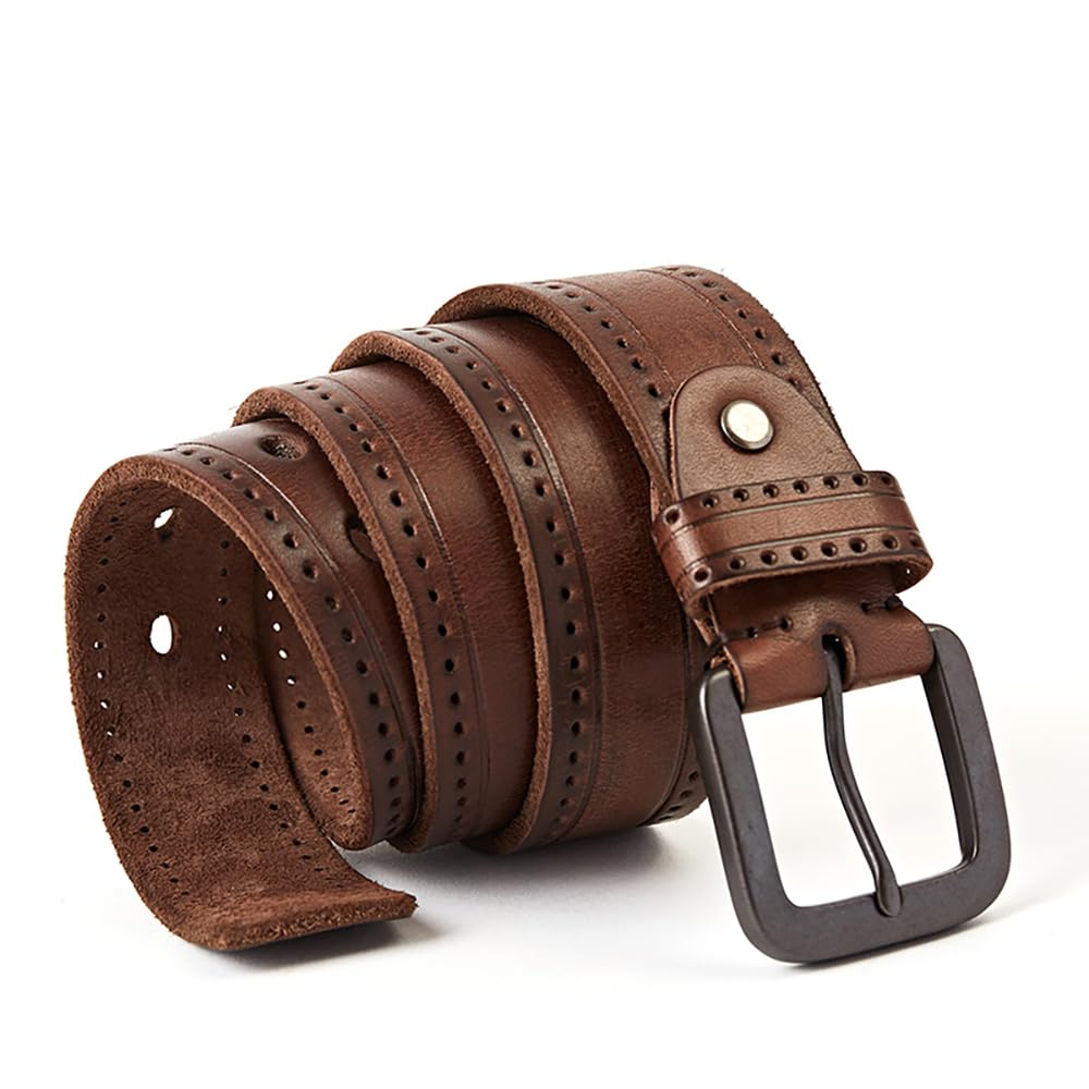 peacechaos Full Grain Leather Mens/Women Belt Heavy Duty Work Belt for Jeans 1.5 Wide 5 Holes adjustable length by hand