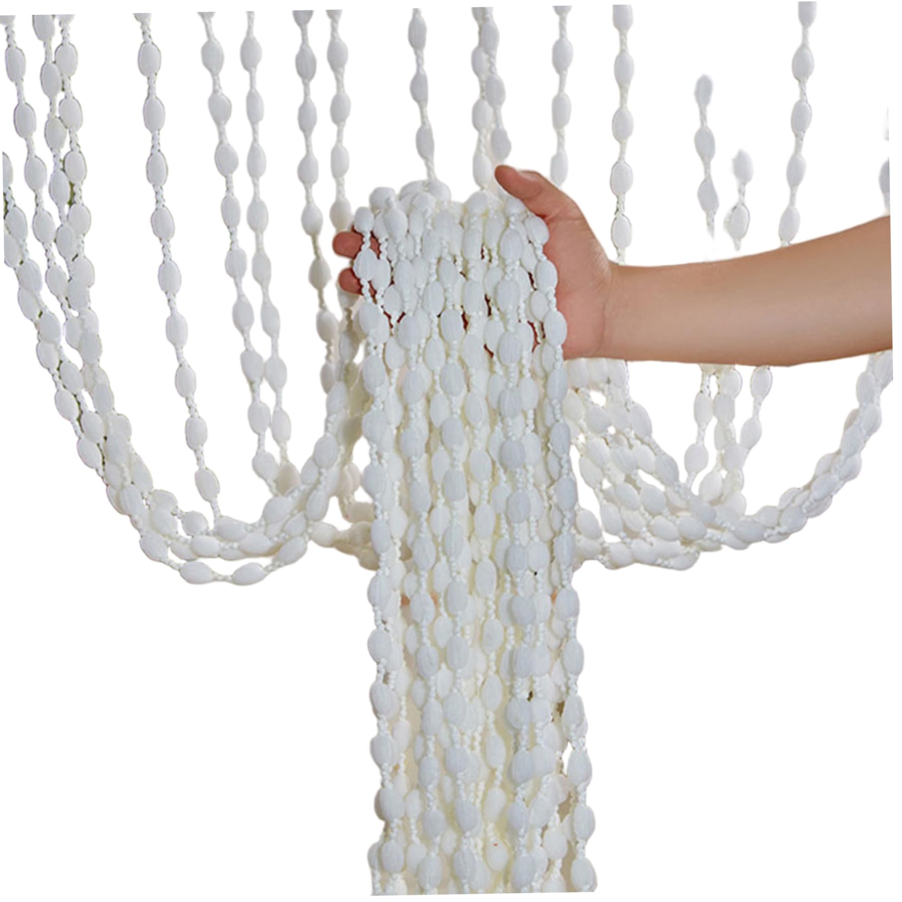 Aetherize Beaded Curtains, 39x79 Inch Door Beads Curtains Boho Hanging Beads for Doorways, Hallway, Entrance, Room Devider White Door