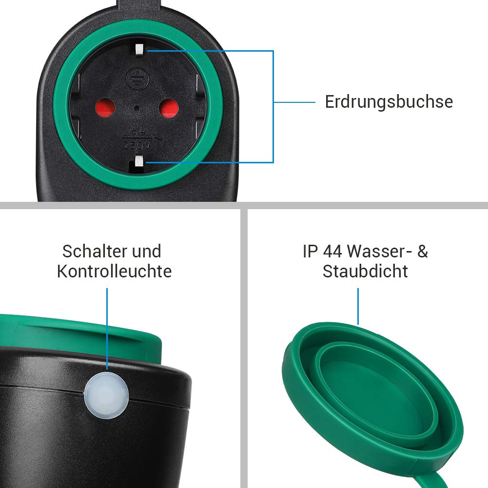 DEWENWILS Prise Wi-Fi d'extérieur IP44, aucun hub nécessaire, 3680 W | Prise intelligente sans fil compatible avec Alexa, Google Home et IFTTT, étanche IP44, idéale pour l'extérieur