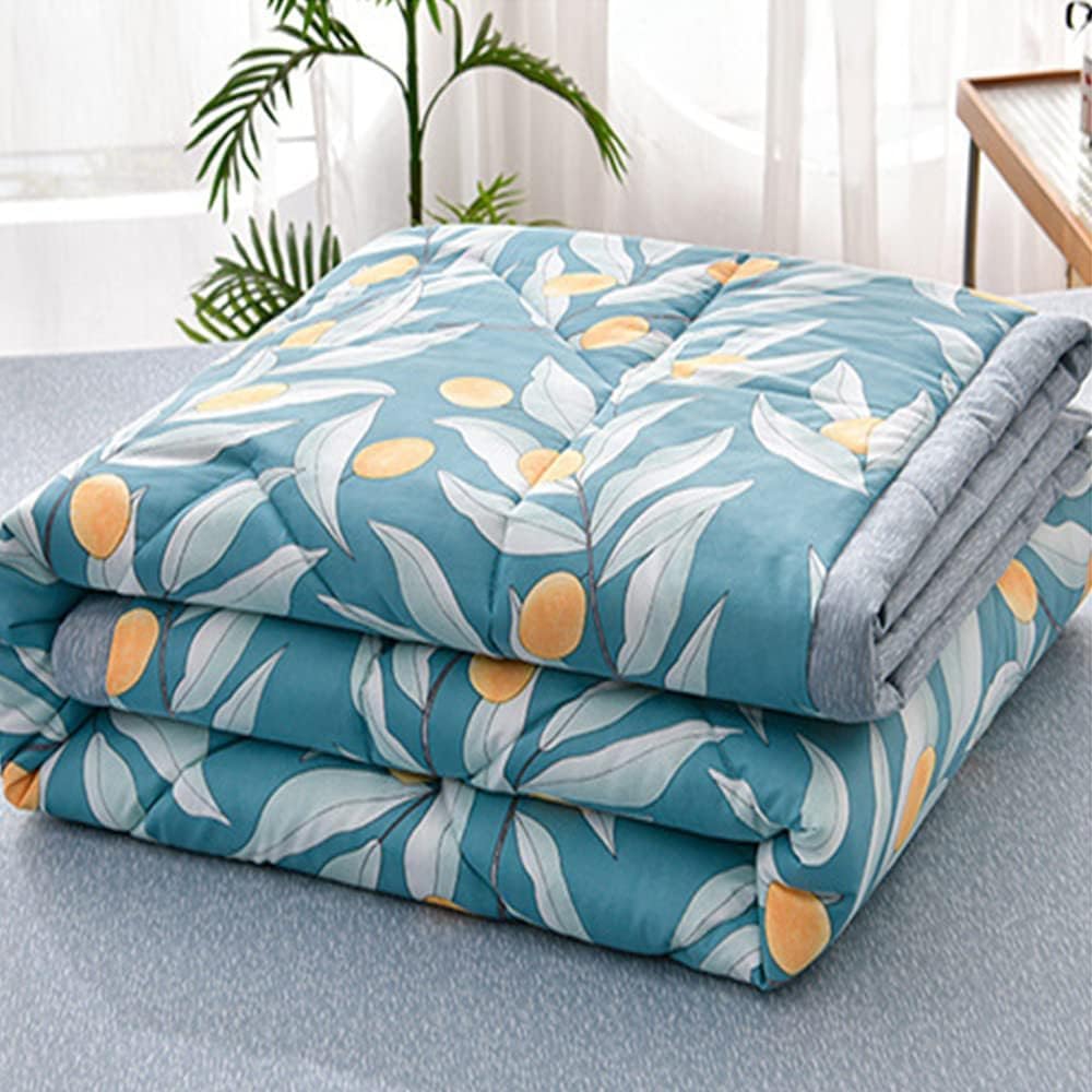 Hiseng Solid Color Quilt Double Single King Size Bed Comforter, Cosy Lightweight Coverless Duvet Quilt for All Seasons, Machine Washable (Blue,150x200cm)