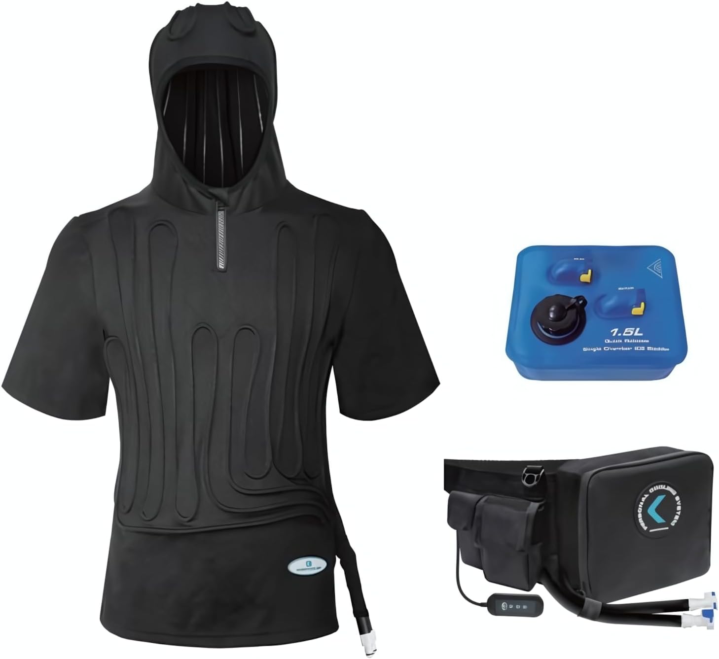 Waistpack ICE Water Cooling System Hoodie Cooling T-Shirt 1.5L Detachable Bladder Flow Control