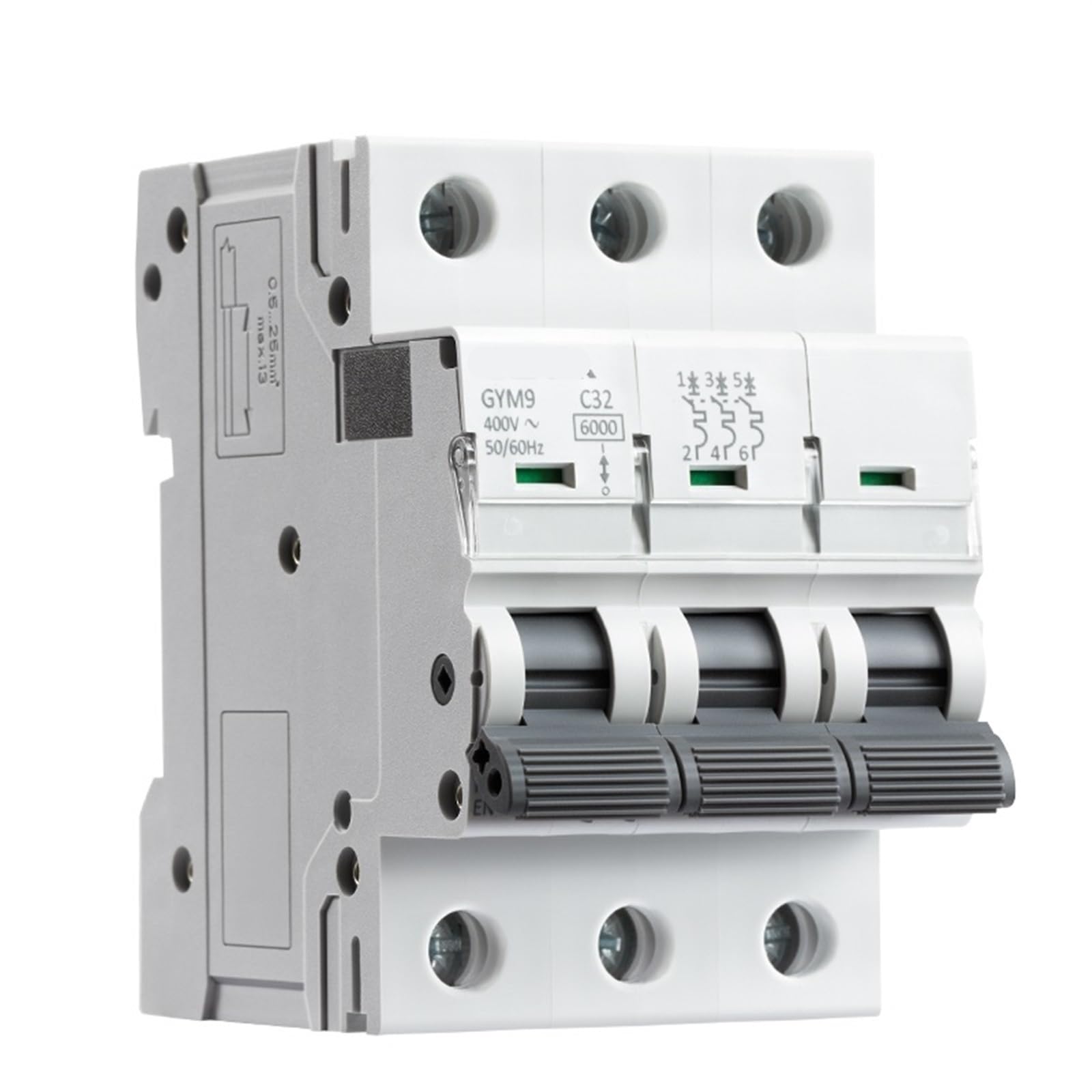 Disyuntor mini con capacidad de corte 6KA y estructura de 3 polos 5