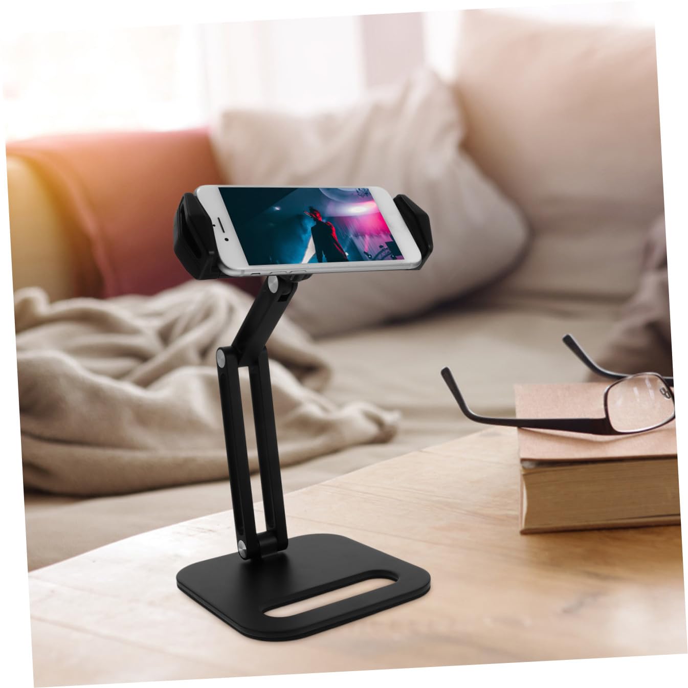 POPETPOP 1pezzi Supporto Telefono Scrivania Regolabile per Tablet Supporto per Telefono da Tavolo Doppio Uso per Posizionare con Base Pesante