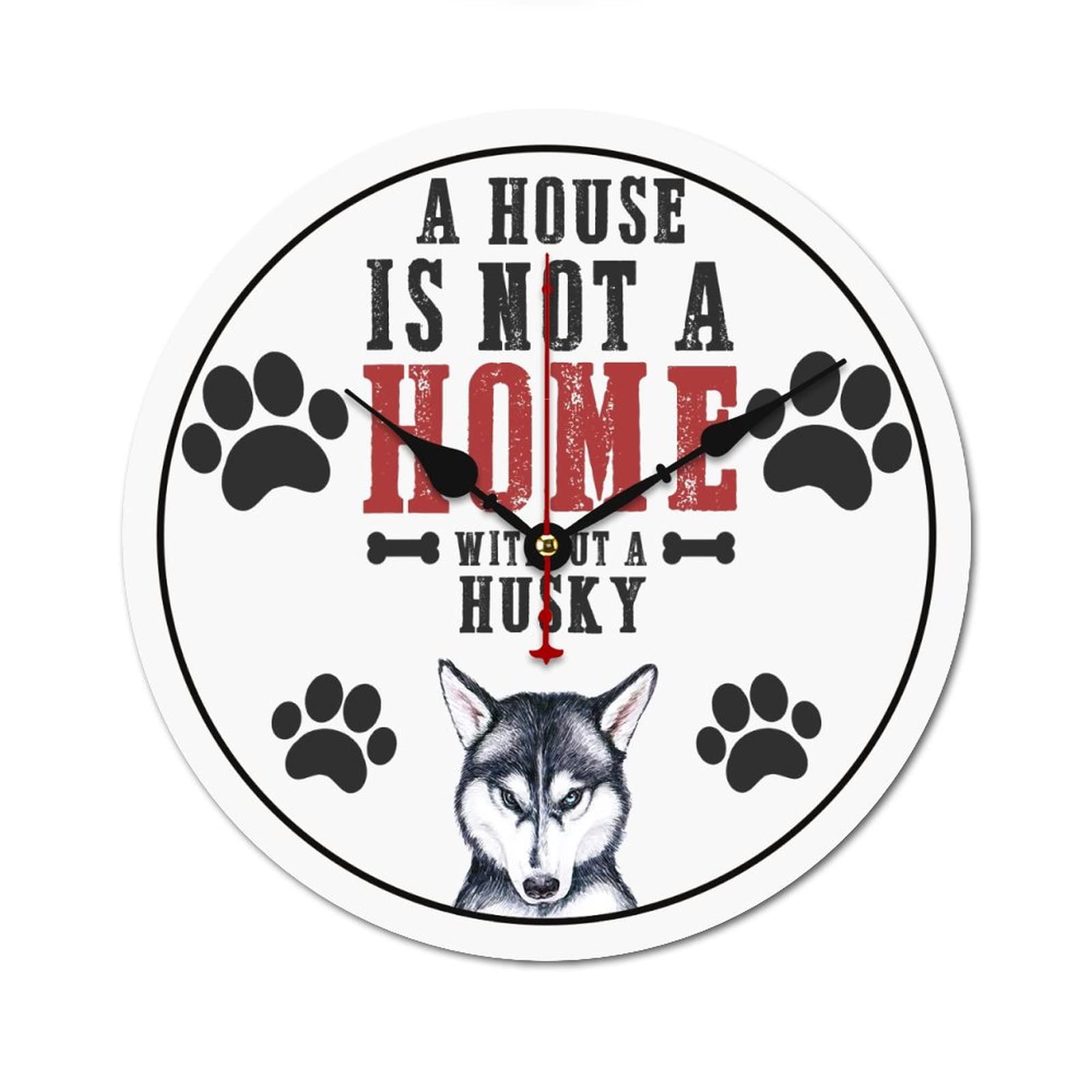 Horloge murale Husky idée cadeau originale 38 cm pour ami des chiens