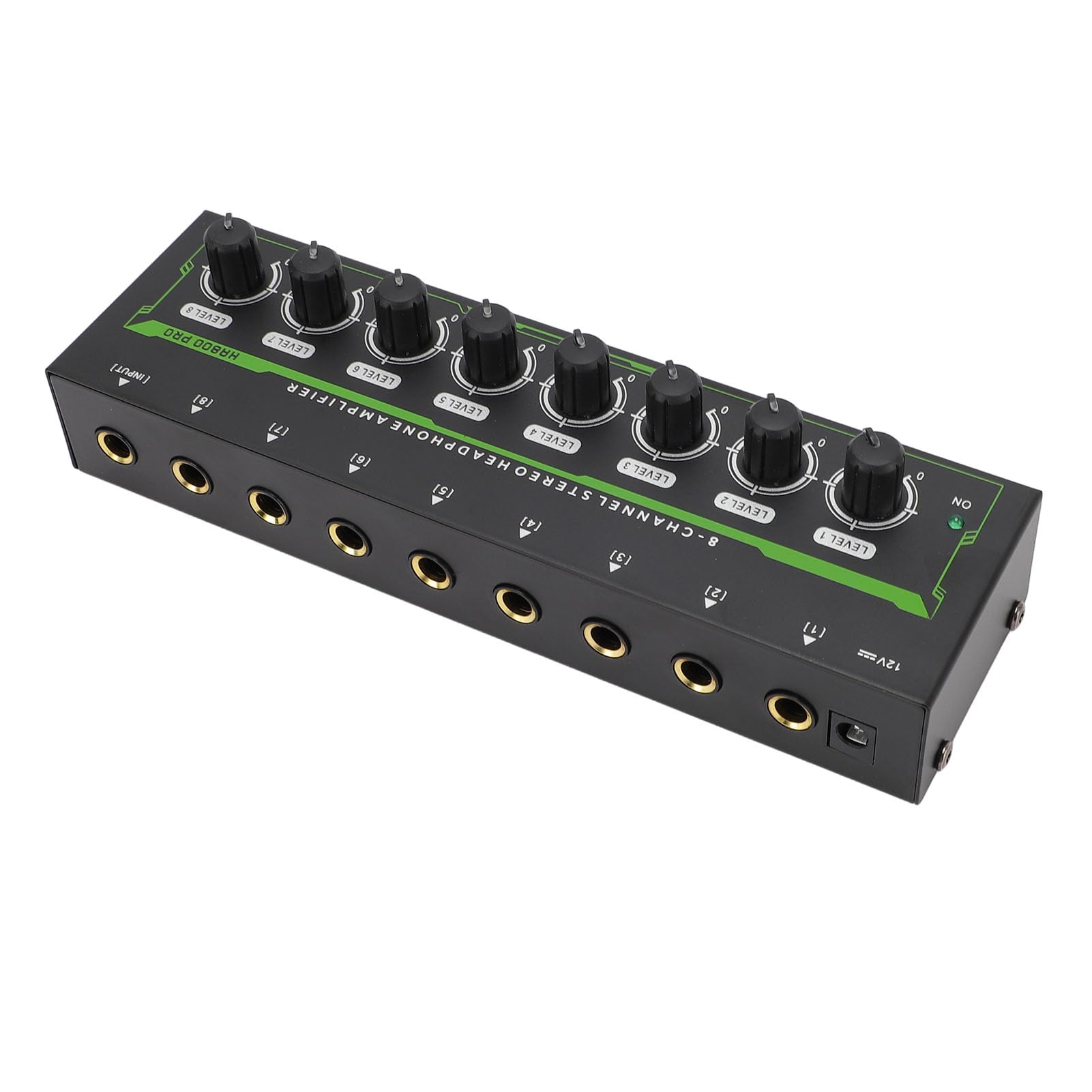 Yoidesu 8 Channel Headphone Amplifier with RGB Light, 8 Channel Fine Signal Amplification, 6.35mm Volume Control, Stereo Headphone Splitter for Studios, Live Performances (US Plug)