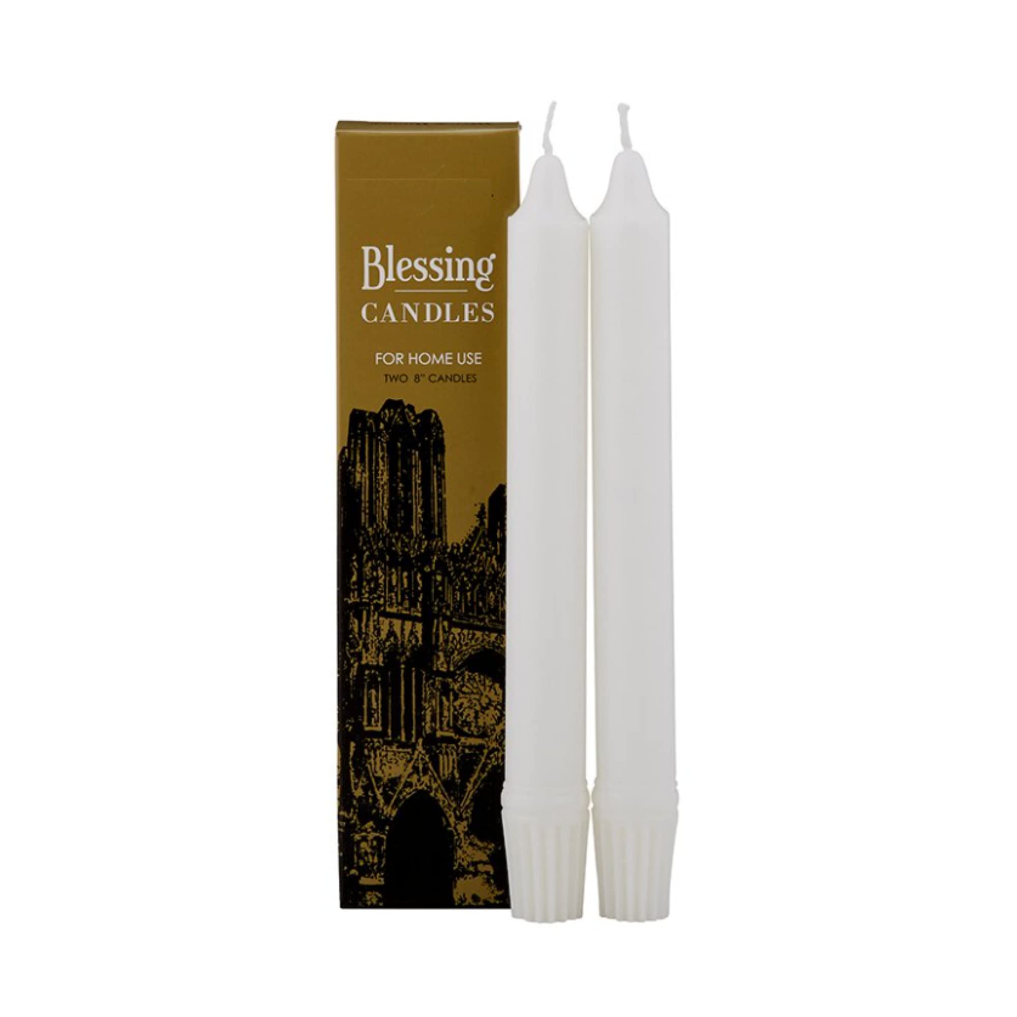 Needzo White Taper House Blessing Candles Kit, Catholic Church Supplies, Indoor Home Candle Decor for Wreaths or Centerpieces, Pack of 2