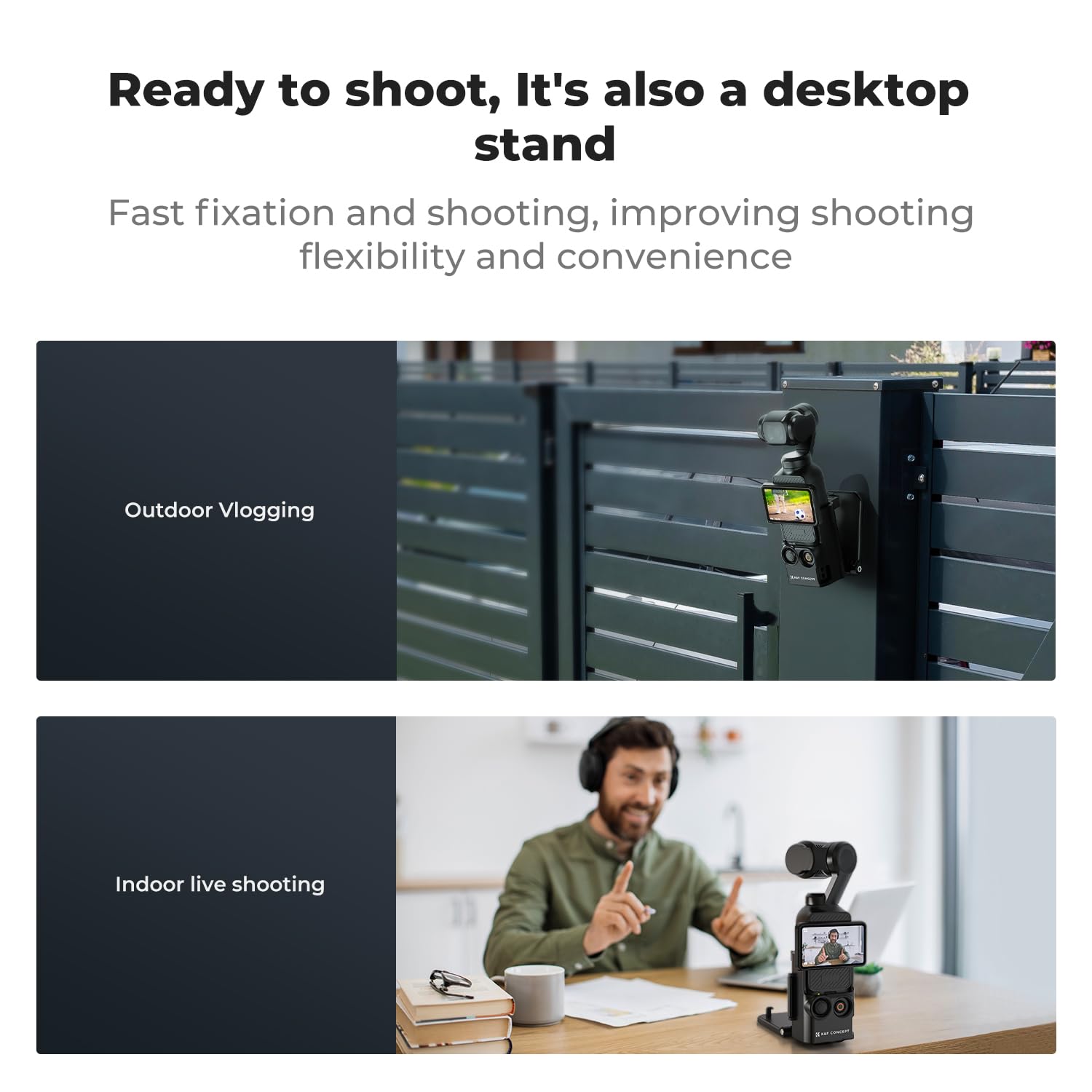 K&F CONCEPT Support Fixation Magnétique Adaptateur d'extension Compatible avec DJI OSMO Pocket 3 Base Portable Ajustable à 180°