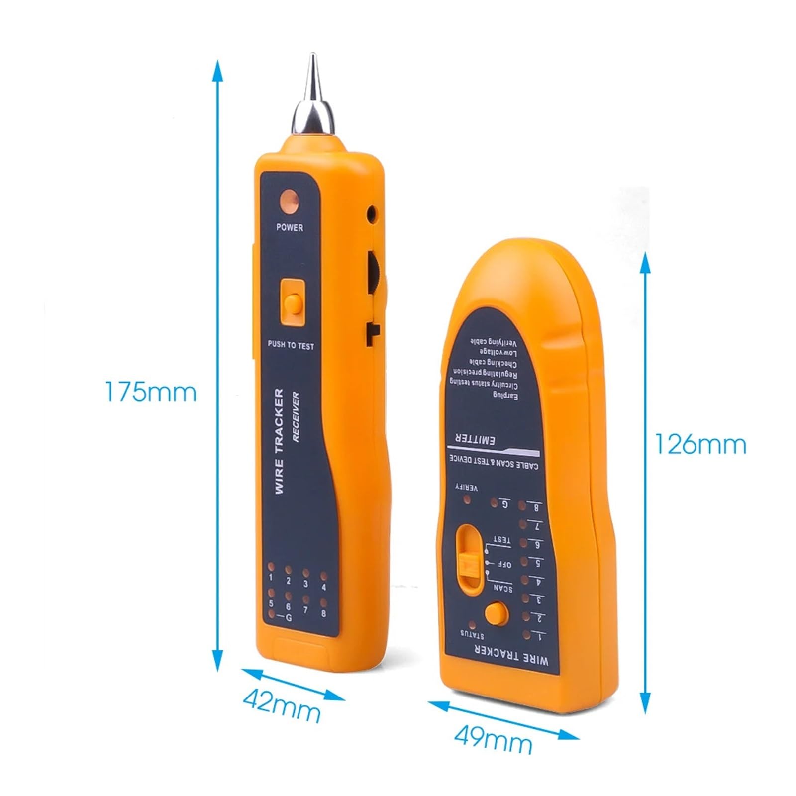 Tester kabli sieciowych LAN Lokalizator przewodów telefonicznych Diagnostyka tonów dla STP UTP Cat5 Cat6 RJ45 RJ11 linii detektora Testy transmisji(Yellow)