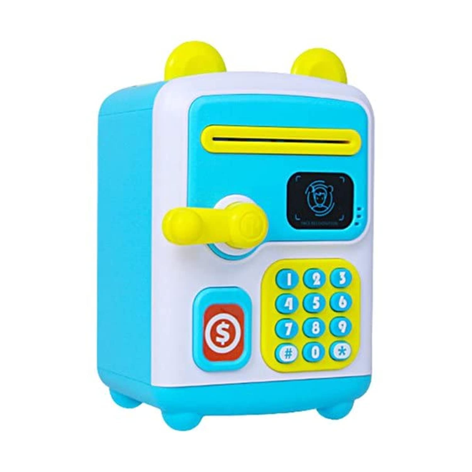Kids Piggy Bank, ATM Money Bank Toy Coin Cash Bank Machine, Electronic Mini Safe Piggy-Banks with Password-Money Bank Including Sticker Best Toy Gifts for Children Boys Girls. (BLUE SMALL)