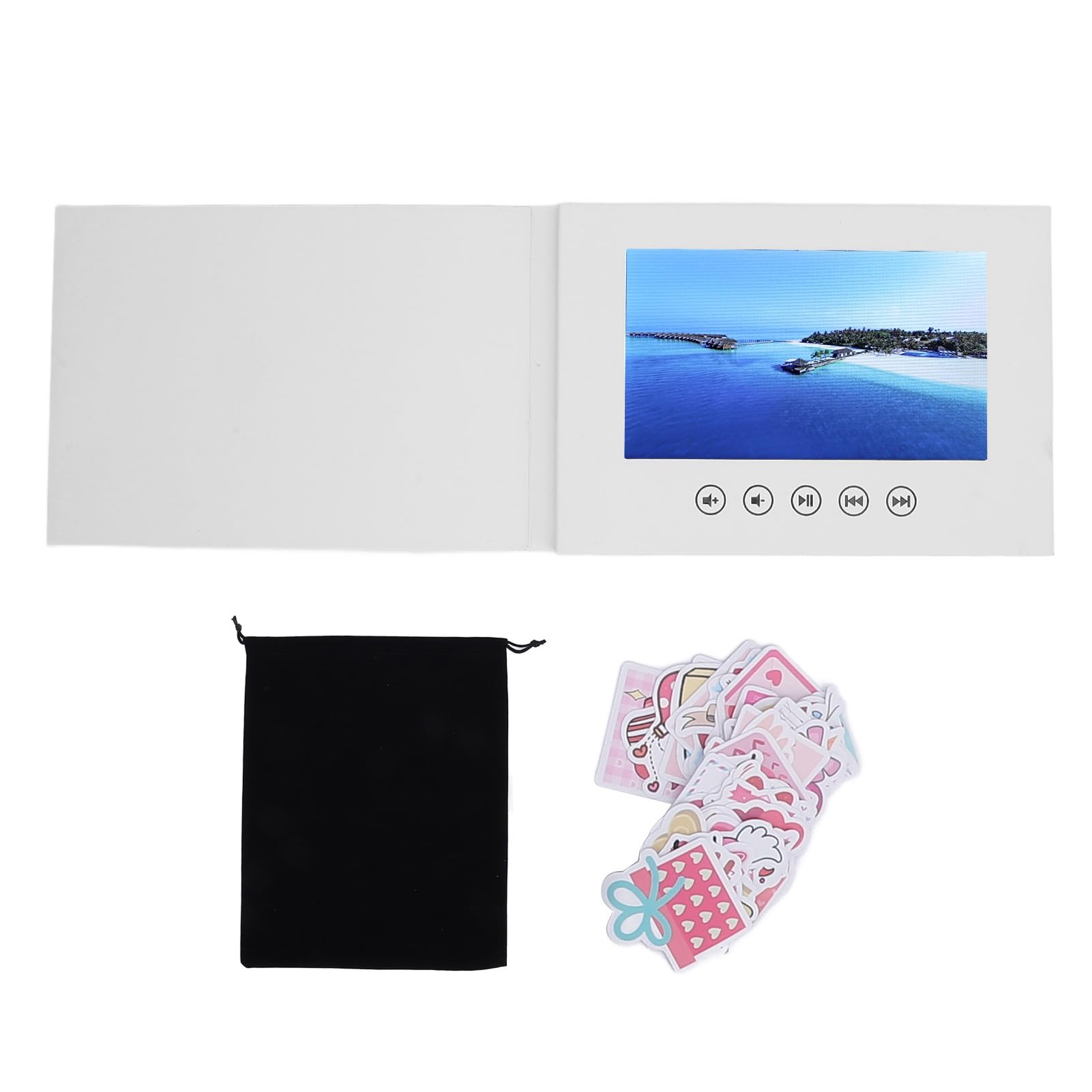 Tbest Biglietto D'auguri Video con Schermo a Colori LCD, Memoria da 128 MB, Altoparlante Integrato, Brochure Elettronica per Eventi e Aziende (10 pollici)