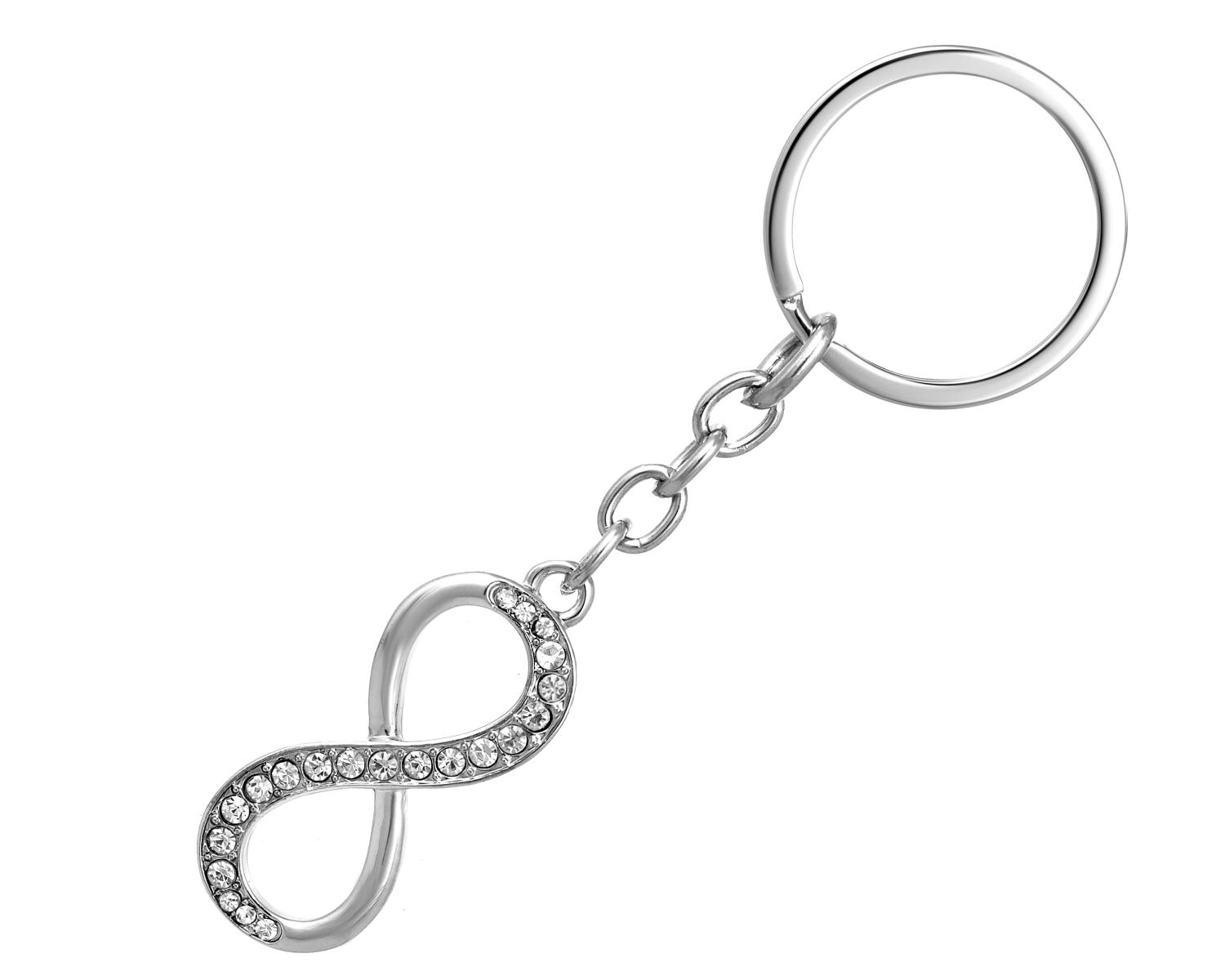 "MelangeGift- Invigorating Infinity Crystal Silver Keychain/Keyring Gift for Diwali, New Year, Christmas, Anni and Many More (Material- Silver Plated, Color- Silver)"