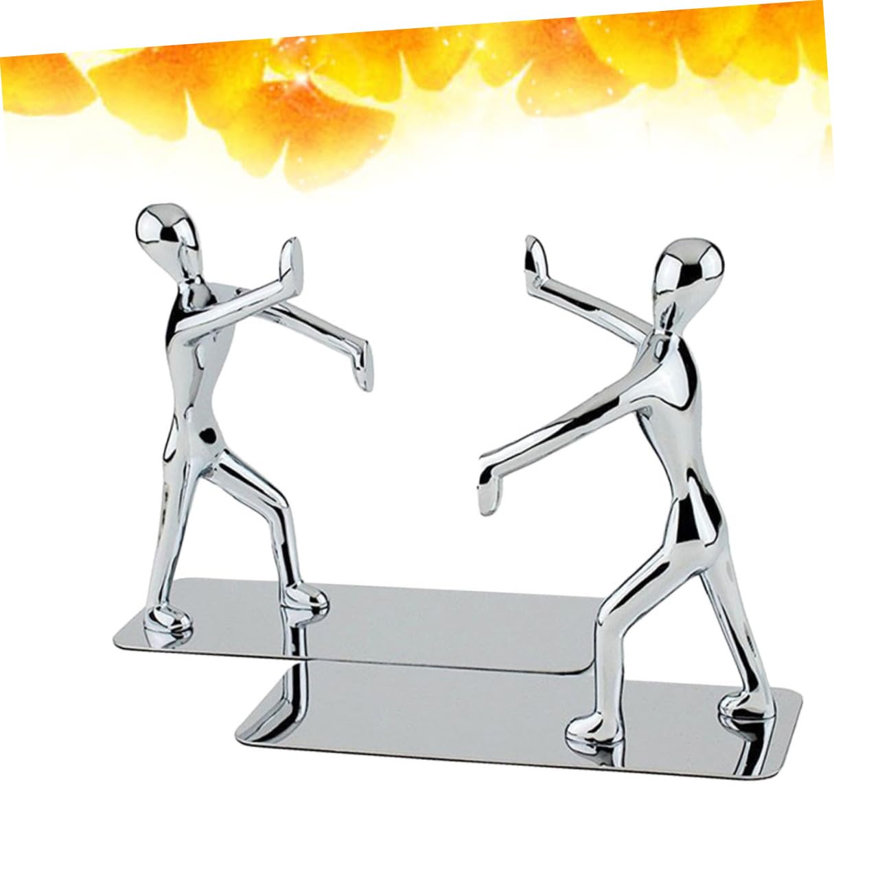 Buchstützen aus Metall in Kung Fu Form, 2 Stück, Silber