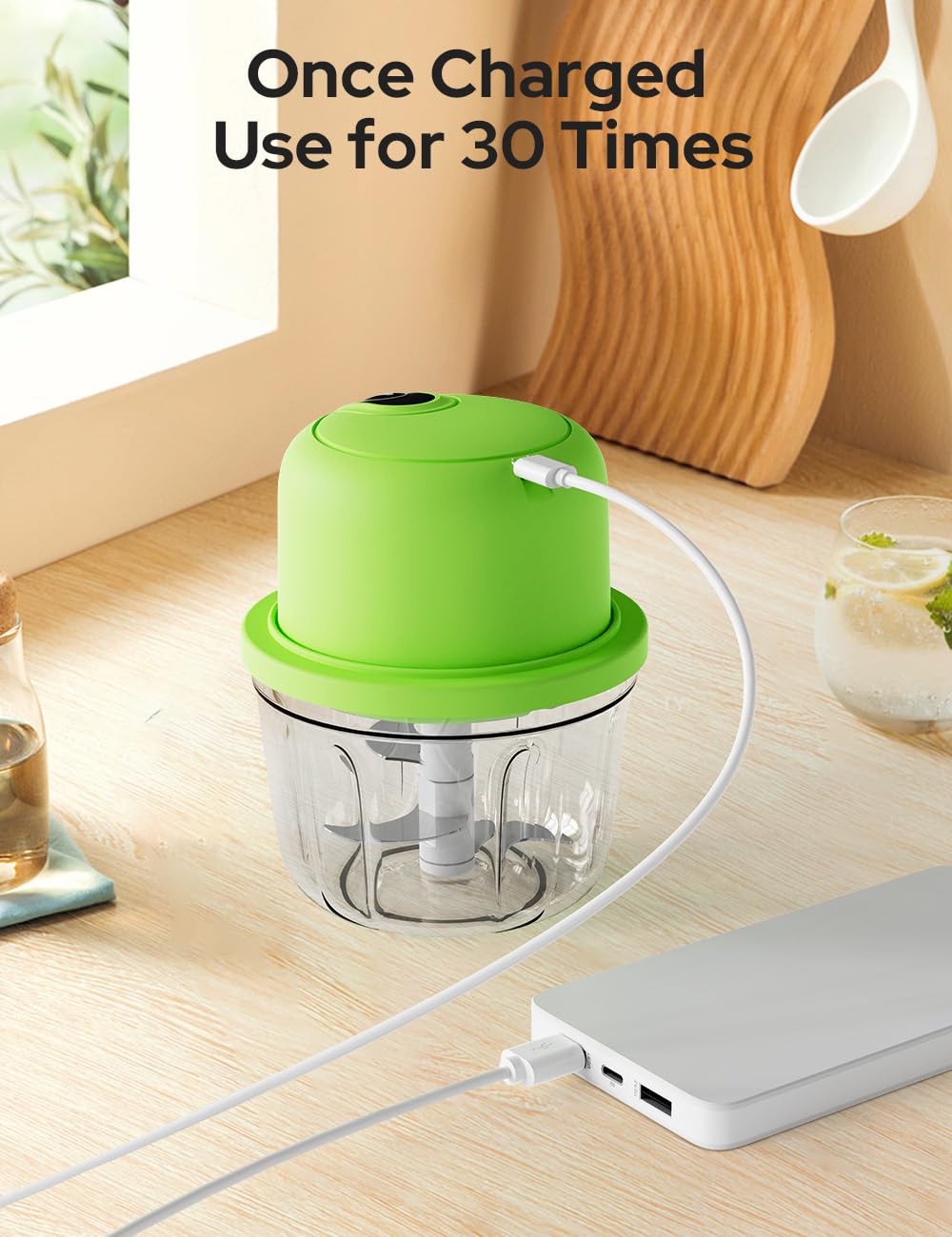 Halohop 350ML Electric Vegetable Chopper for Kitchen | Rechargeable Stainless Steel Blades Cutter | One-Touch Operation for Mincing Vegetable, Garlic, Ginger, Onion, Nut | 1 Year Warranty (Green) 7 61XepRibSlL. SL1300