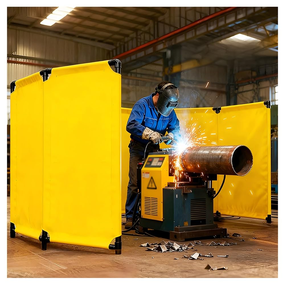 Flame-Resistant Welding Protection Screen with PVC Frame, 1 Pack Collapsible Mobile Fence Flame Retardant Fence, for Workshops & Job Sites(58x150cm)