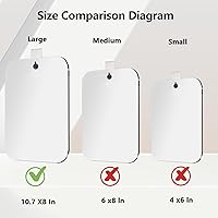 Vista 2 de Espejo de ducha inastillable para afeitarse con gancho (extra grande, 1 paquete de 8 x 10.5 pulgadas) 40% más barato que el original, espejo