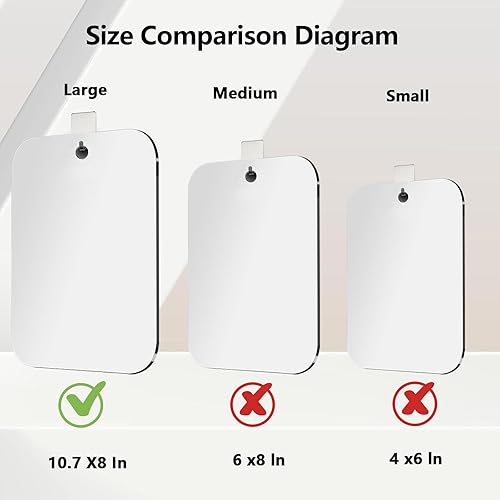 Miniatura 2 de Espejo de ducha inastillable para afeitarse con gancho (extra grande, 1 paquete de 8 x 10.5 pulgadas) 40% más barato que el original, espejo de