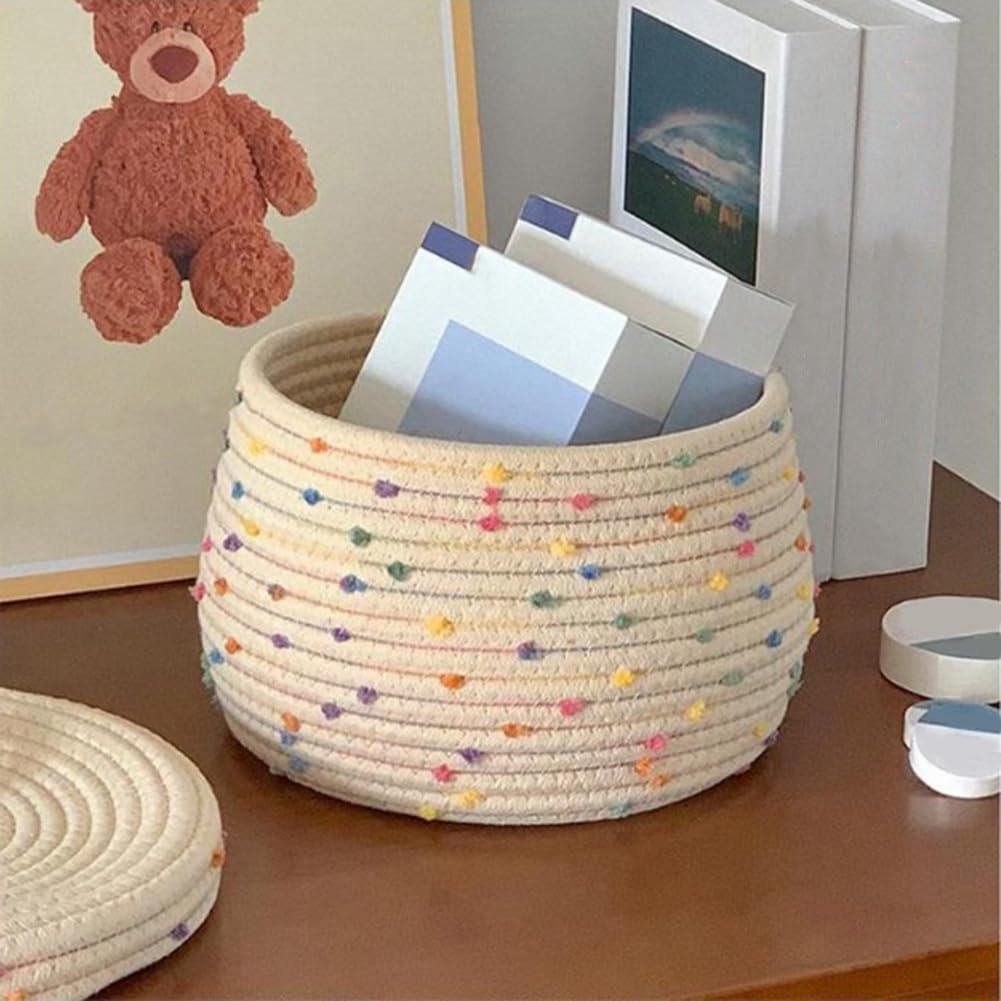 Widybord Panier en Corde avec Couvercle - Panier de Rangement Rond tissé avec Couvercle pour l'organisation
