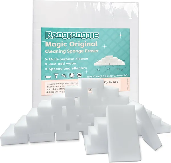 RongrongJIE Magic Sponge Eraser, 51 Pcs Melamine Foam Sponges in Bulk, Multi-Functional Household Scrub Cleaning Pads for Kitchen, Bathroom, Furniture, Tub, Sink, Floors, Baseboards, Shoes, Walls