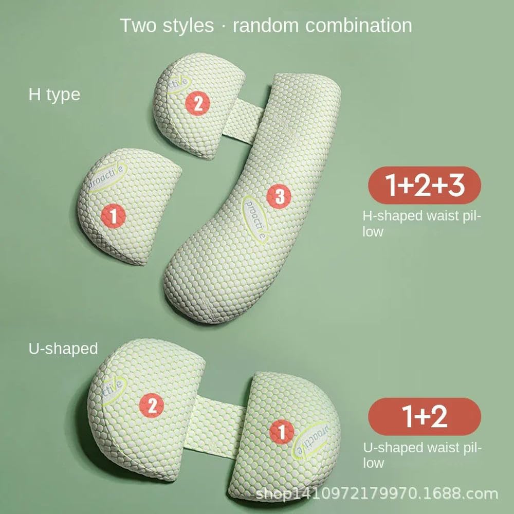 DYRBF, Cuscino per gravidanza a forma di U, per chi dorme di lato, a forma di H, con fodera in cotone, lavabile in lavatrice, supporto per pancia per donne incinte, rosa, bianco, verde, grigio