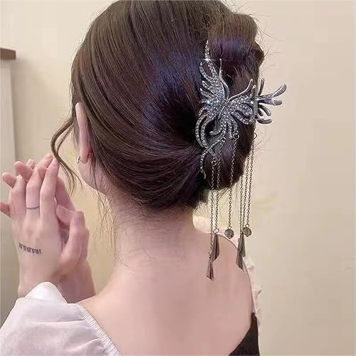 Miniatura 3 de Paquete de 2 pinzas de metal con diamantes de imitación de mariposa para el cabello, pinza antideslizante para el cabello más delgado y grueso,