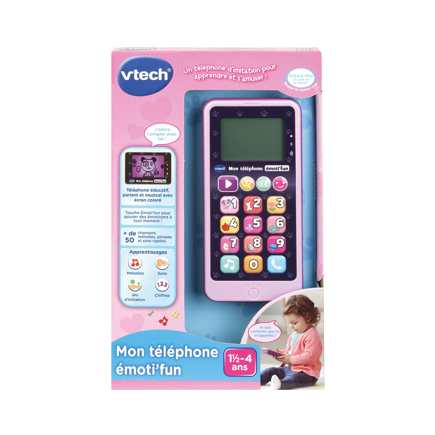 VTech - Telefono EMOTI'FUN Rosa Giocattoli Elettronici, 80-603755, Multicolore - Versione IT