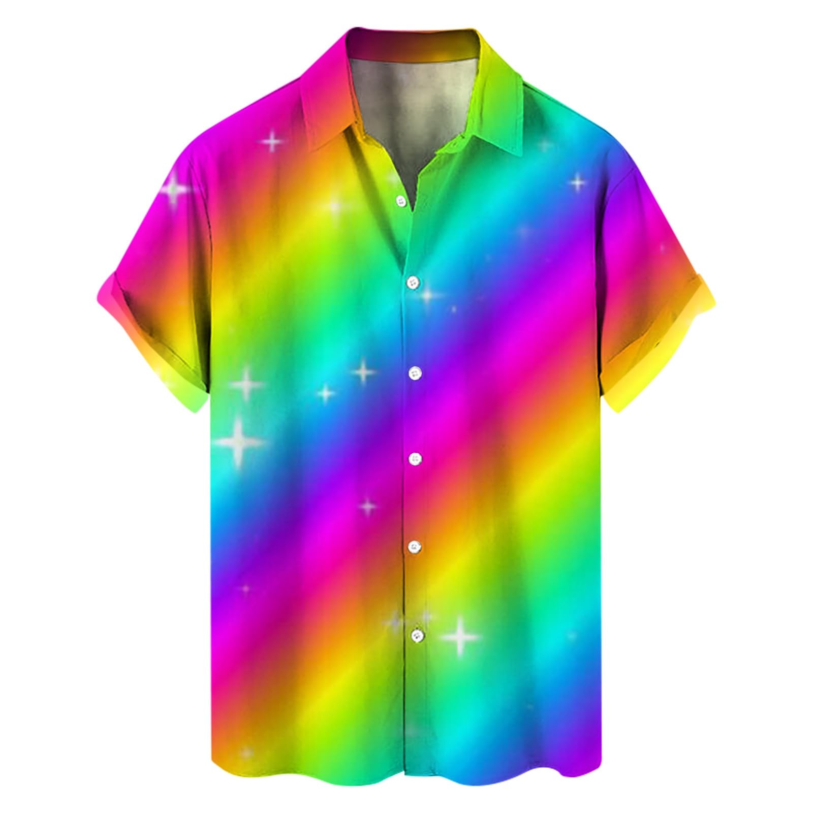 Camicia hawaiana da uomo button down con stampa arcobaleno camicie casual LGBTQ Gay Pride mese camicia hawaiana da uomo casual a maniche corte camicia da spiaggia camicie da vacanza camicia
