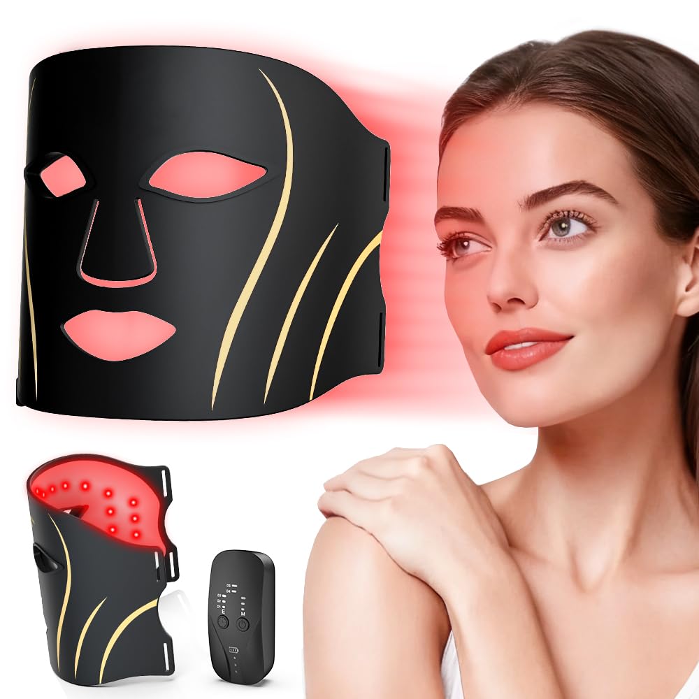 Red Light Therapy Mask for Face LED Face Mask Light Therapy with Remote Portable Infrared Light Therapy Skin