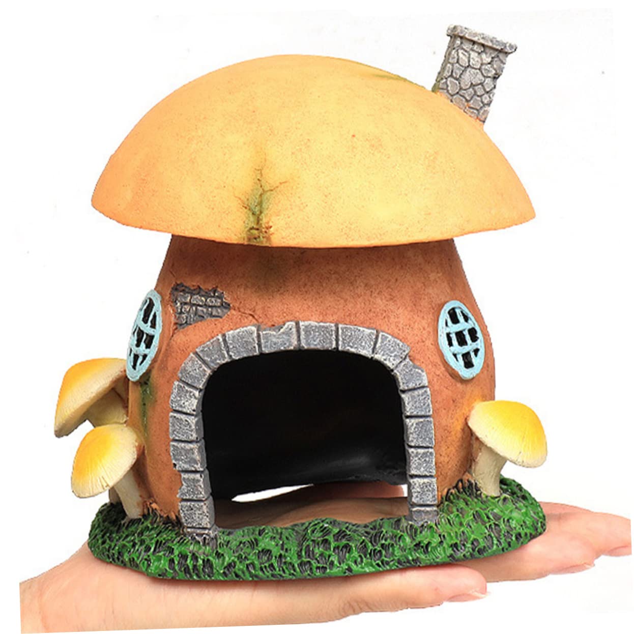 Happyyami 1pieza Adorno De Acuario De Premium Refugio Decorativo para Peceras Castillo De Hongos para Reptiles y Tortugas Suministro Acuático Natural
