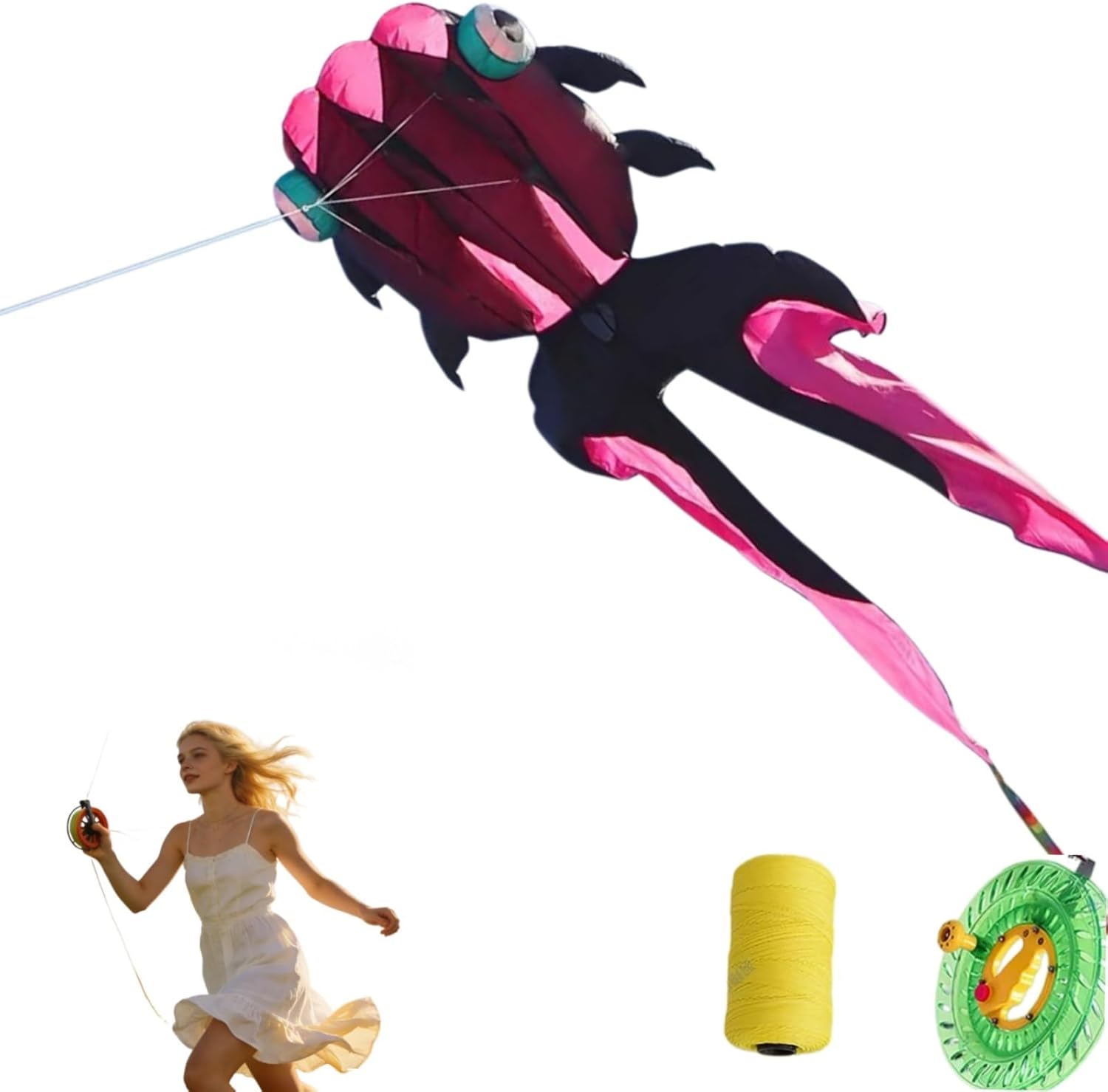 Adult Frameless Giant Kite - Easy to Fly, Nice for Outdoor Entertainment and Leisure Activities, and Convenient to Carry (Length 32 feet)