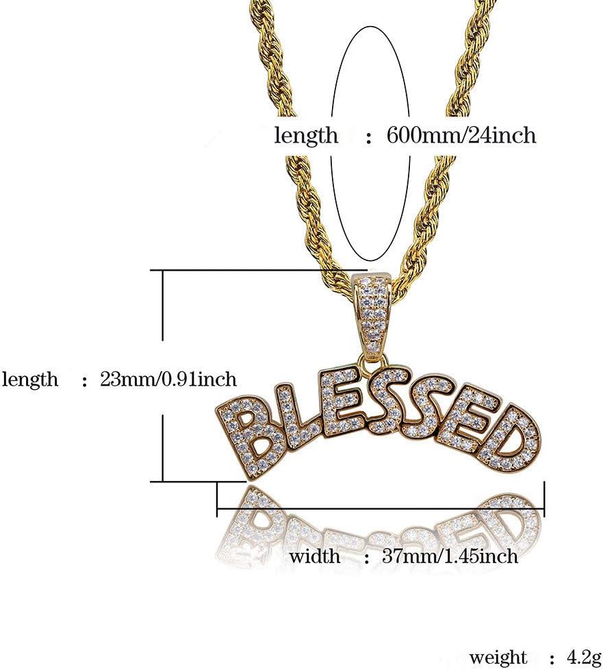 14K Gold Plated Dripping Letter Savage Necklace Pendant 3mm Stainless Steel Twist Chain
