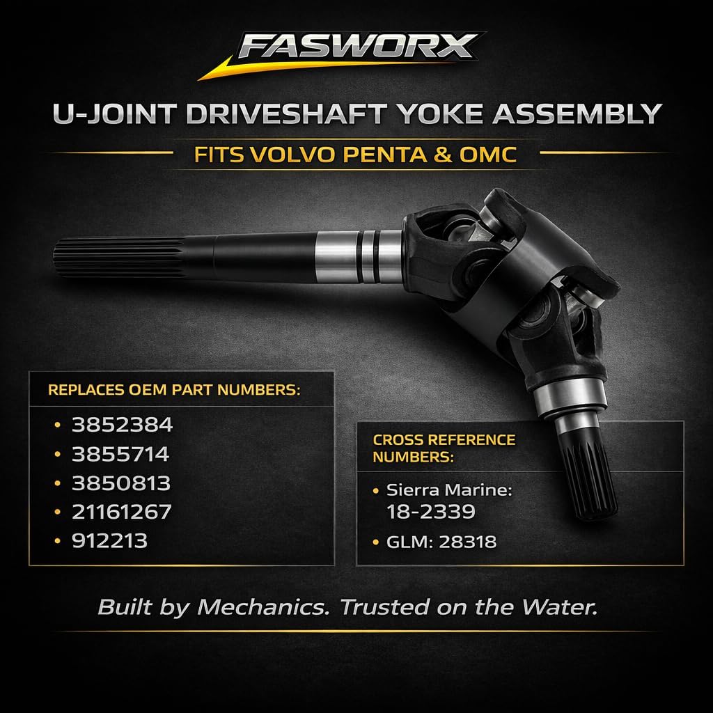Premium U-Joint Driveshaft Assembly for Volvo Penta SX DP-SM & OMC Cobra Post-1994 Sterndrives | Replaces OEM 3860842, 3852384, Sierra 18-2339 | Heavy-Duty Marine Grade Steel