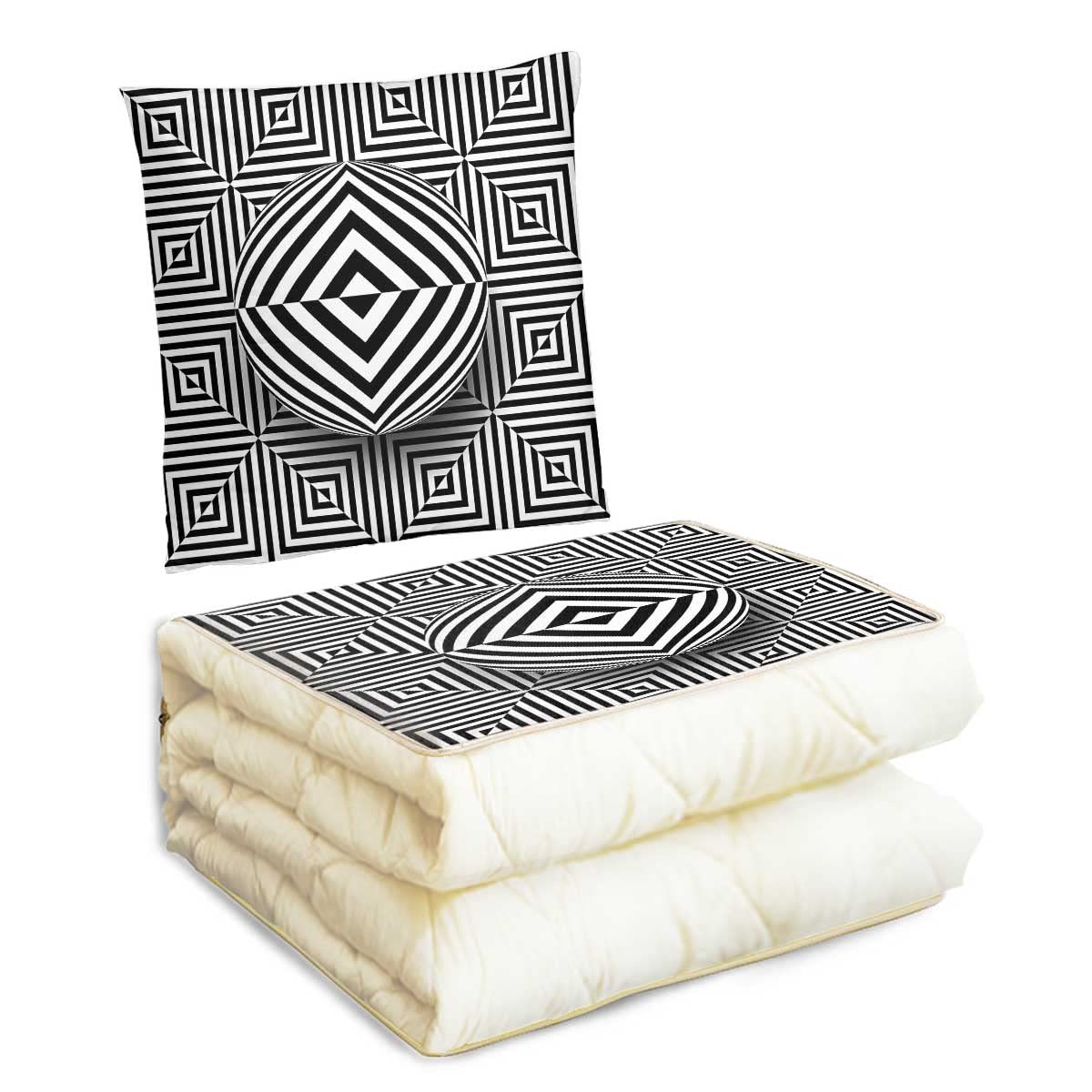 Travel Blanket Throw Pillow Black and White Funny Airplane Travel Essentials Airplane Blanket 16" X 16"