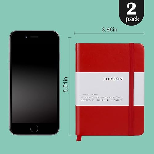 Miniatura 2 de Cuaderno de bolsillo con forro, paquete de 2, negro, 160 páginas, pequeño, 3.86 x 5.51 pulgadas, papel grueso de 3.53 ozm, tapa dura