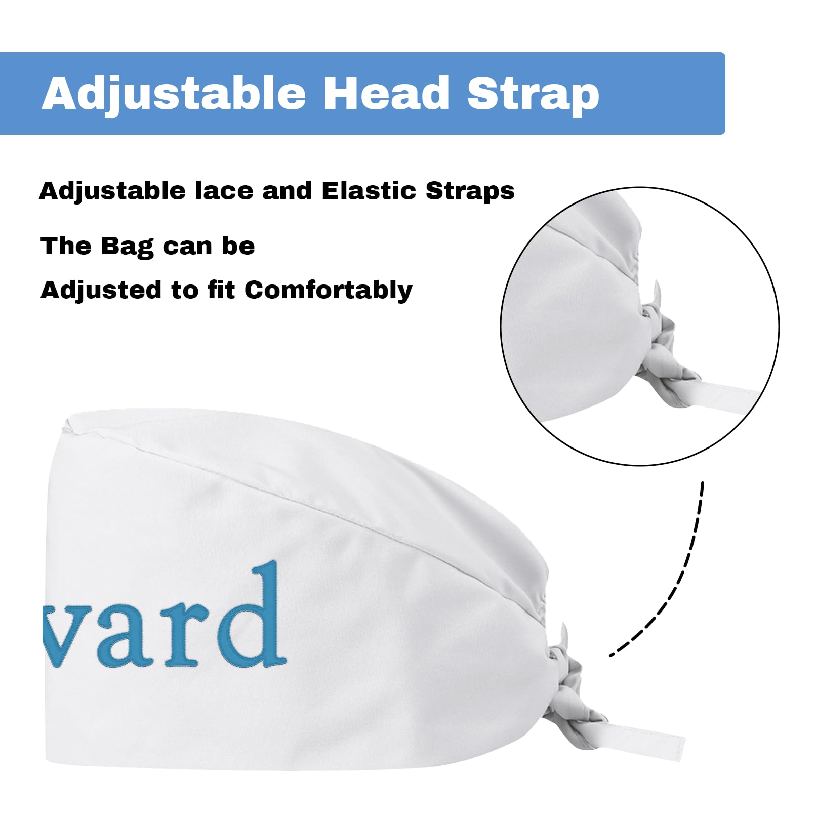 OXYEFEI Personalized Embroidered Pure Cotton Scrub Cap for Women/Men,Custom Icon Text,Doctor Surgical Cap, Solid Color Nurse Cap, Adjustable Heart Buckle, Beauty Salon Work Cap