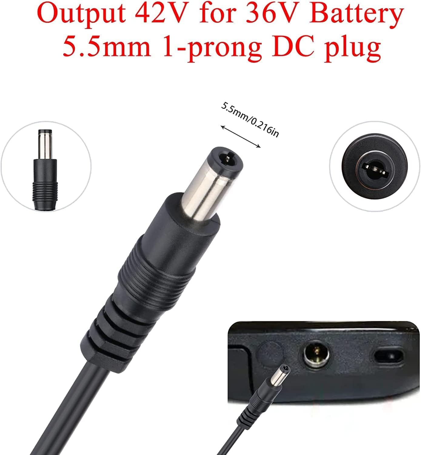 [Compatibilité vérifiée] Chargeur 42 V 2 A pour iScooter, isinwheel (36 V), compatible avec iScooter i9, i9 Pro, i8, i8L et isinwheel U1, M10, S9 Pro, S9 Max, remplace également le chargeur Gotrax
