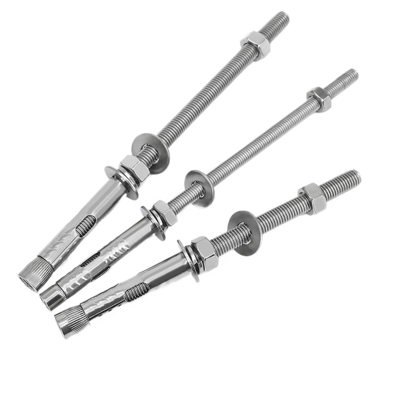 Ltykngh 2Pcs Swage Threaded Terminal 304 Stainless Steel Expansion Screw M6 M8 M10 M12 Wedge Anchor Through Bolt Car Repair Gecko Internal Bolts(,180Mm,M10)