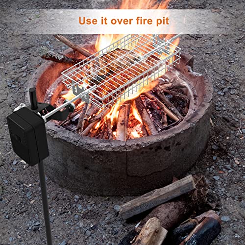 Only Fire Outdoor Open Flame Camping Grill, Campfire Cooking Accessories, Cooking Over Any Grill Or Fire - Include Motor, Power Adapter, Car Charging Cable And Bag #TOP5