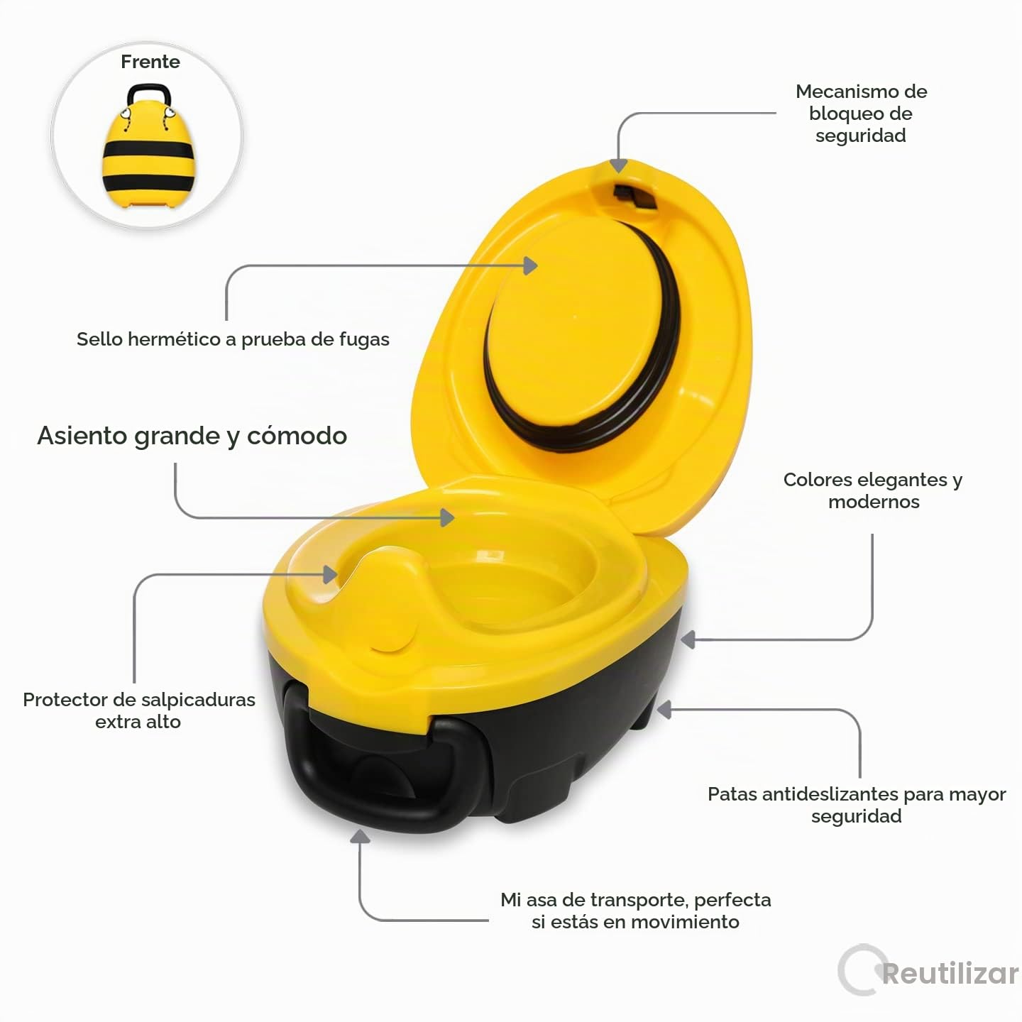 My Carry Potty - galardonado asiento de inodoro portátil para bebés, niños y niñas para llevar a cualquier lugar (Abejorro)