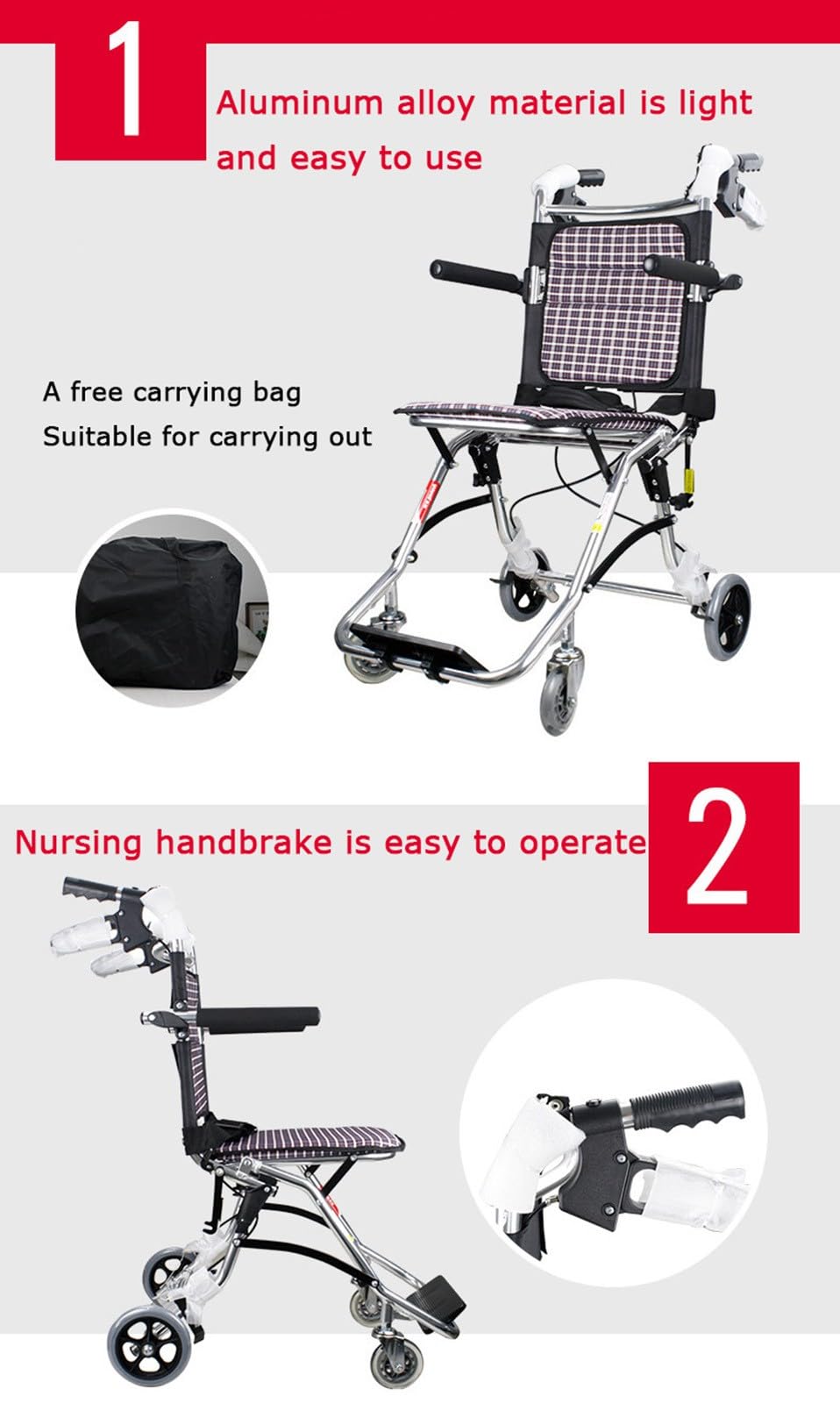 Sillas De Ruedas Plegables Manuales,Silla De Ruedas Plegable Ultraligera Viaje Portátil Pequeño Ligero Manual Silla De Ruedas Tour Durable Ancianos Scooter Silla De Ruedas A