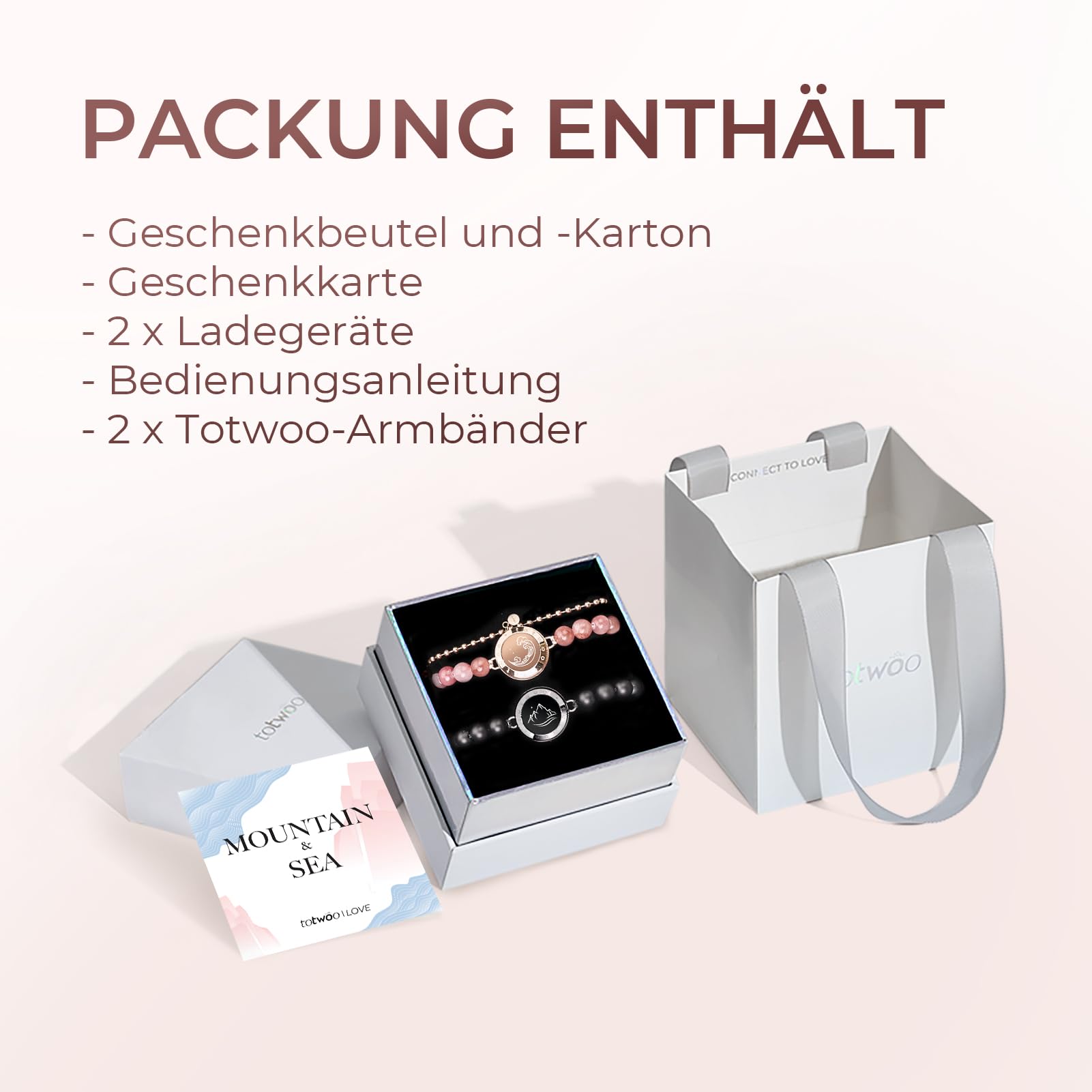 TOTWOO Intelligente Partnerarmbänder für Fernbeziehungen mit 1-zu-1-Bluetooth-Kopplung per App – Romantisches Geschenk mit Leuchten & Vibration bei Berührung, aus Edelstahl 316