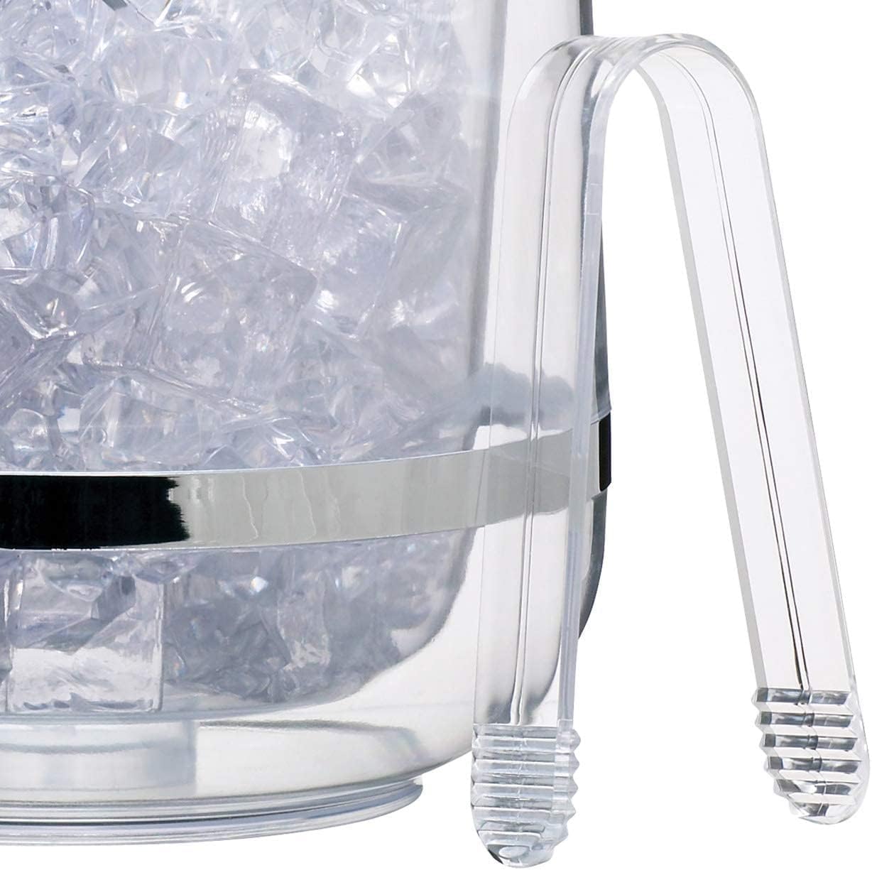 Barcraft Plastic Insulated Bucket with Ice Tongs and Lid, 2.5 l, Transparent