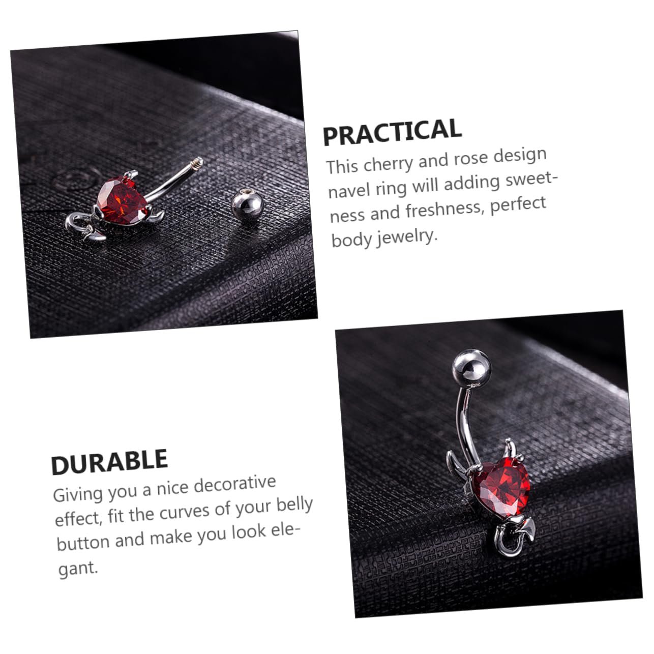 18piezas Anillo De De Inoxidable Brillantes Forma De Cereza Para Body Piercing Joyería Elegante Para Mujeres y Hombres